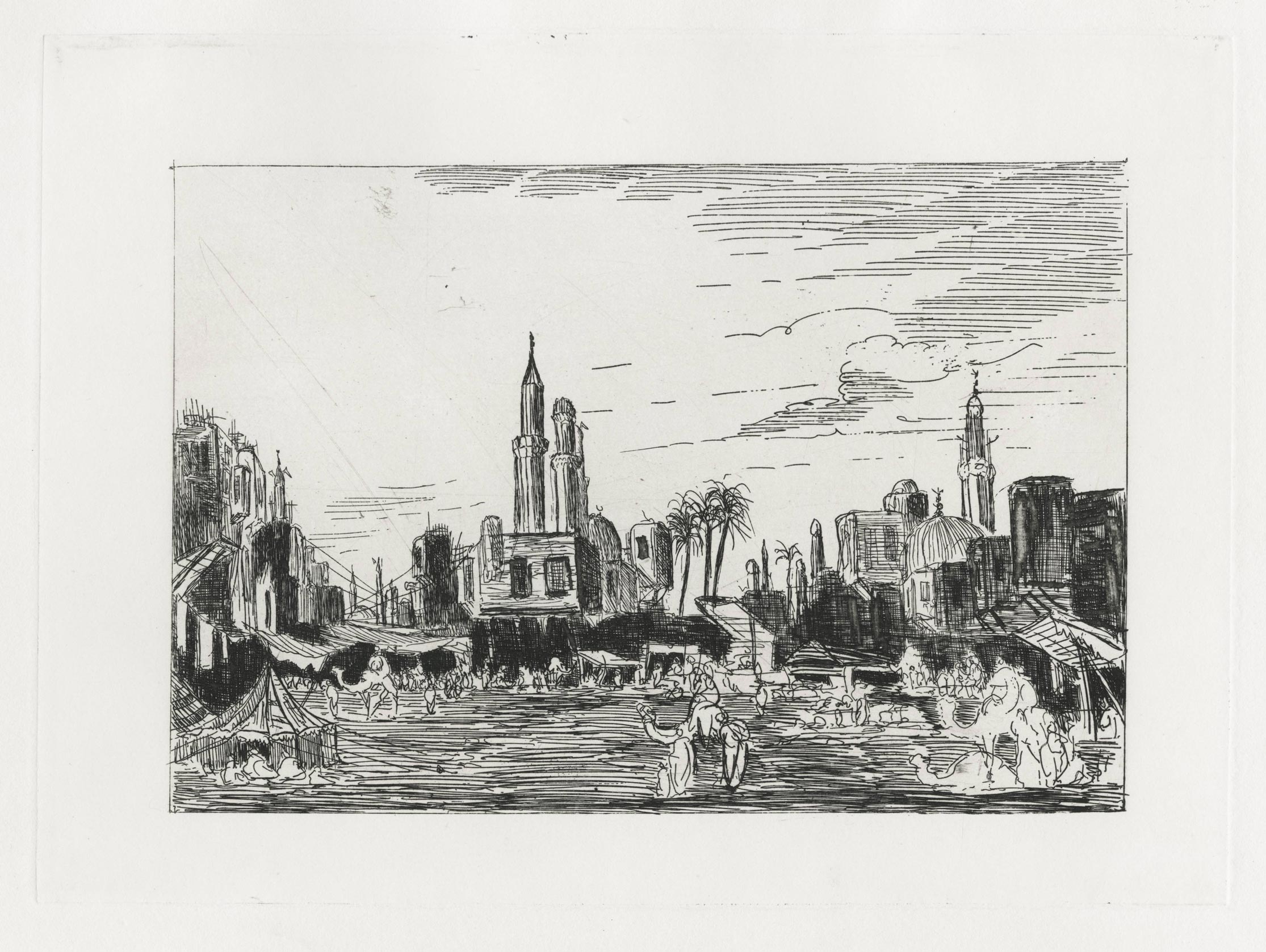 Cairo, a lively place with two mosques on the background