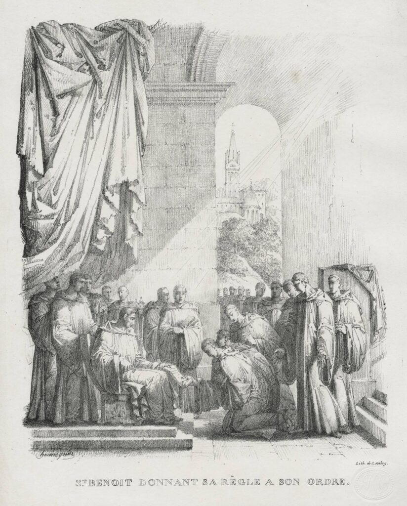 Hennequin – Saint-Benoît donnant sa règle à son ordre