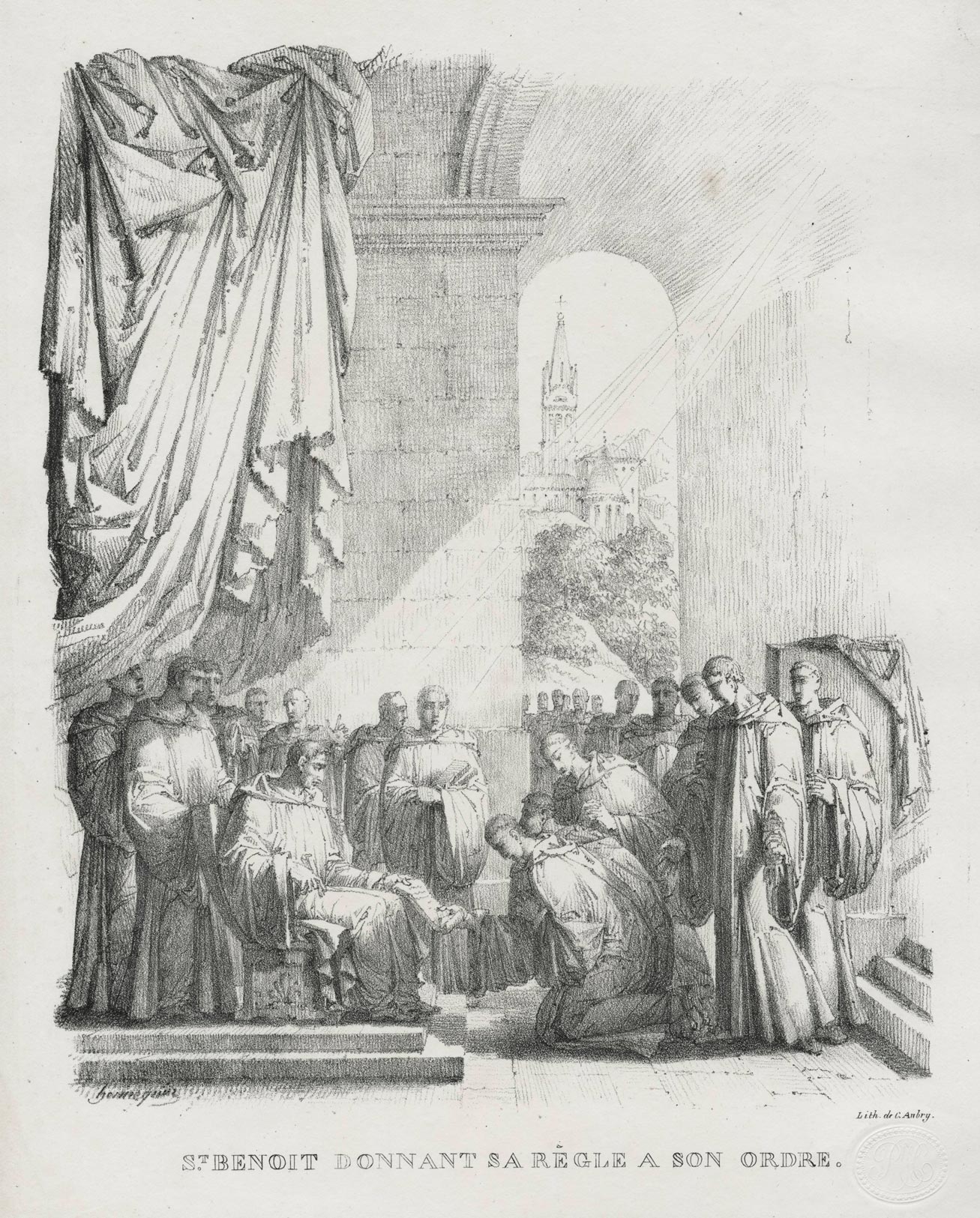 Saint-Benedict giving his rule to his order