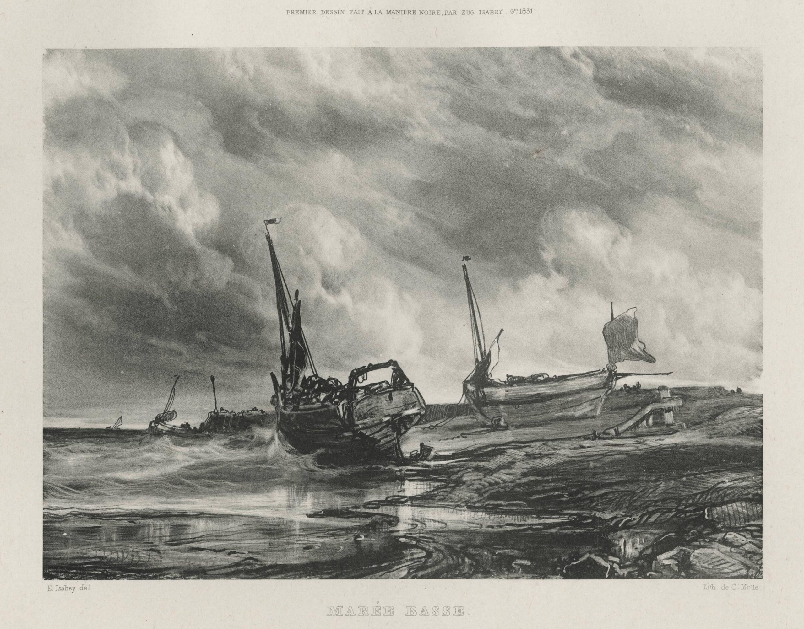 Low tide, the artist's first attempt at mezzotint