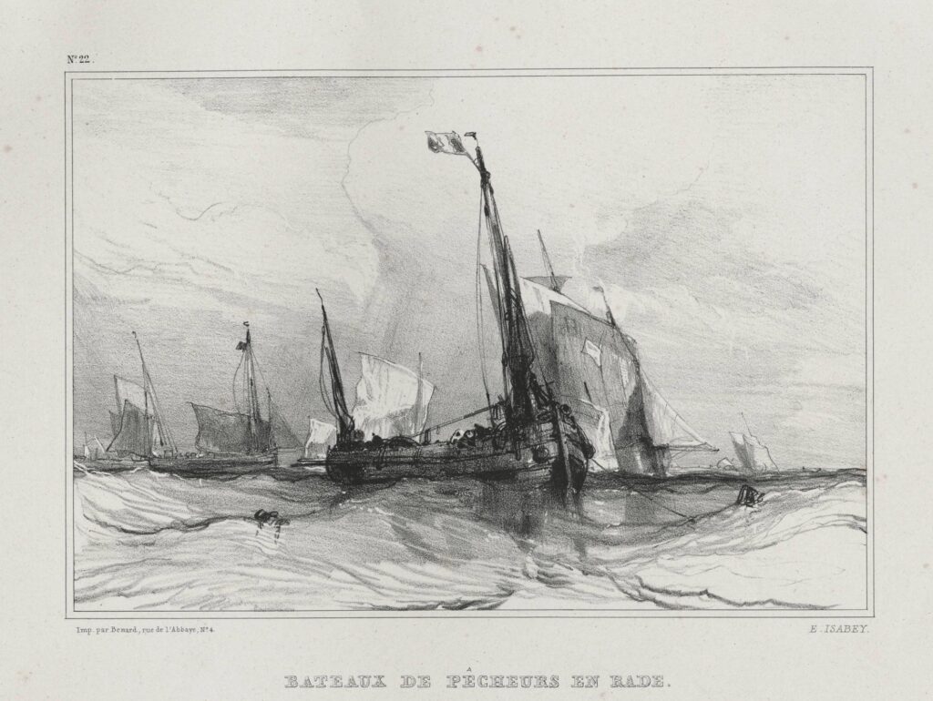 Isabey – Bateaux de pêcheurs en rade