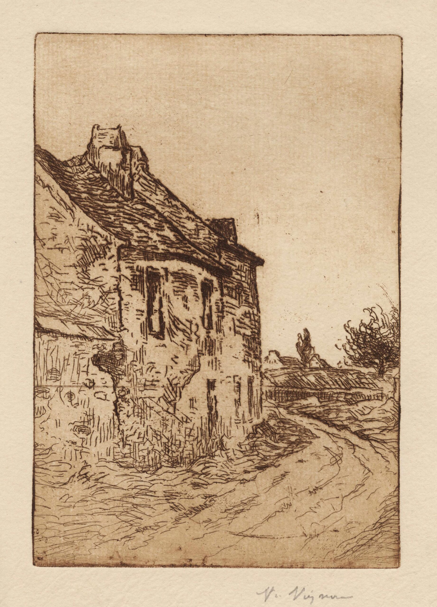 Maisons en pierre au bord d’un chemin