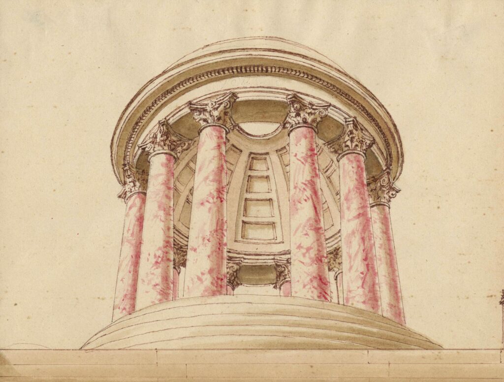 Ecole française XIXe – Plan en perspective d’une rotonde