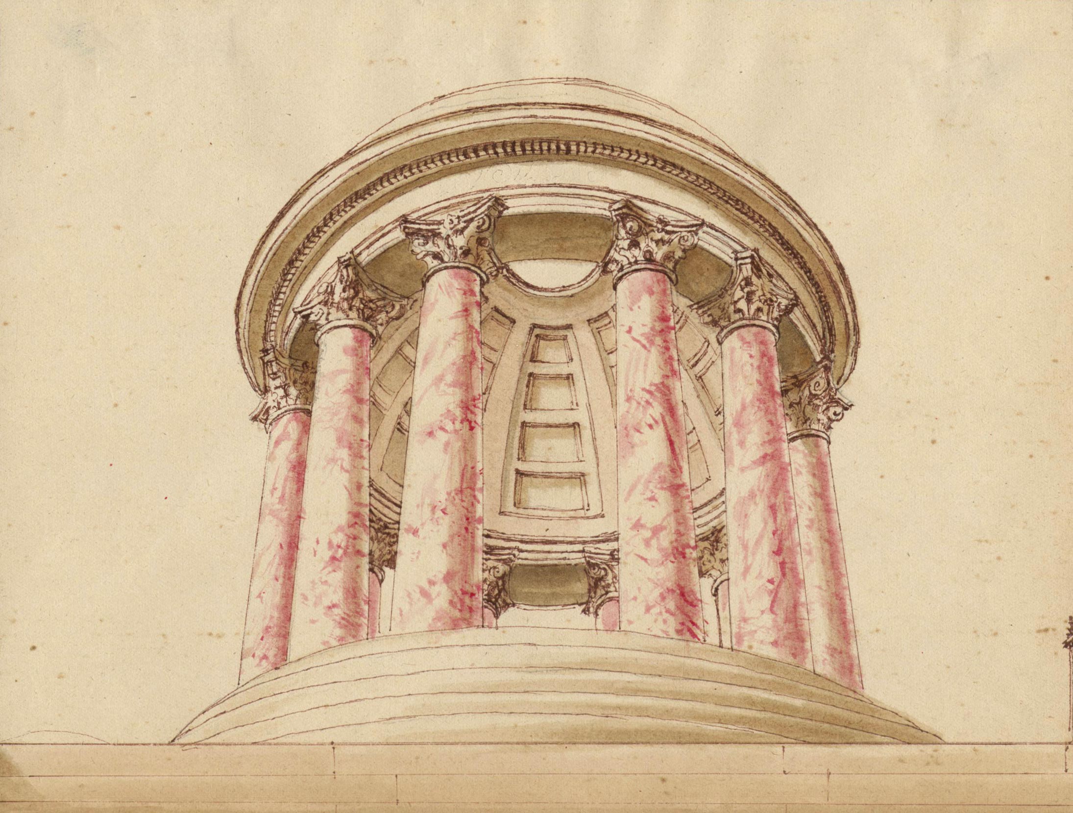 Plan en perspective d'une rotonde