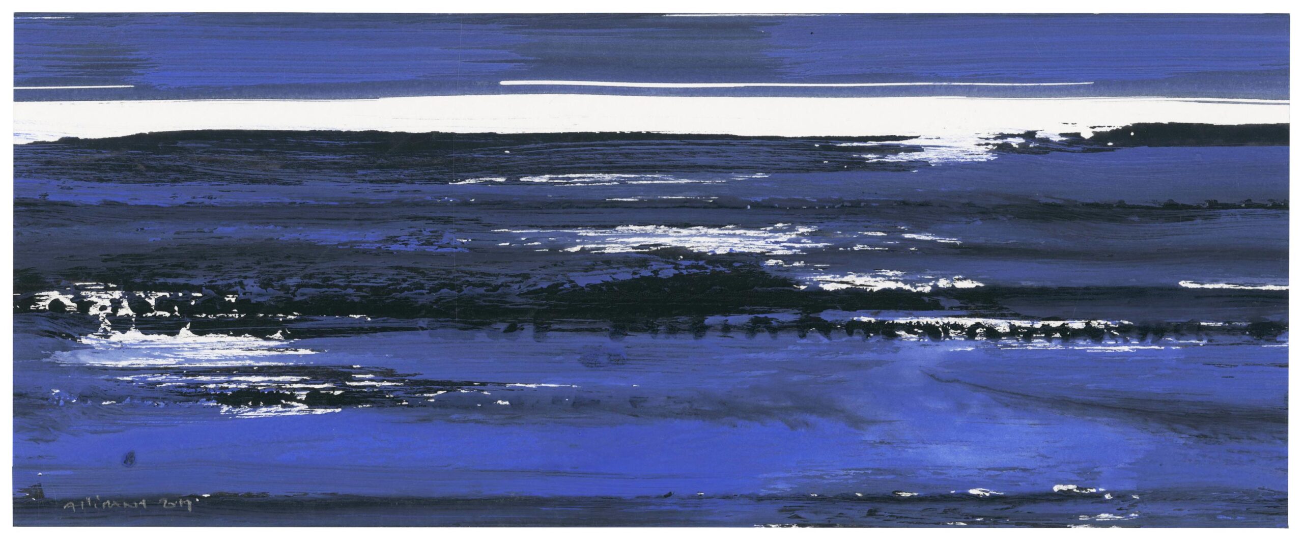 Untitled (blue, white and black composition)