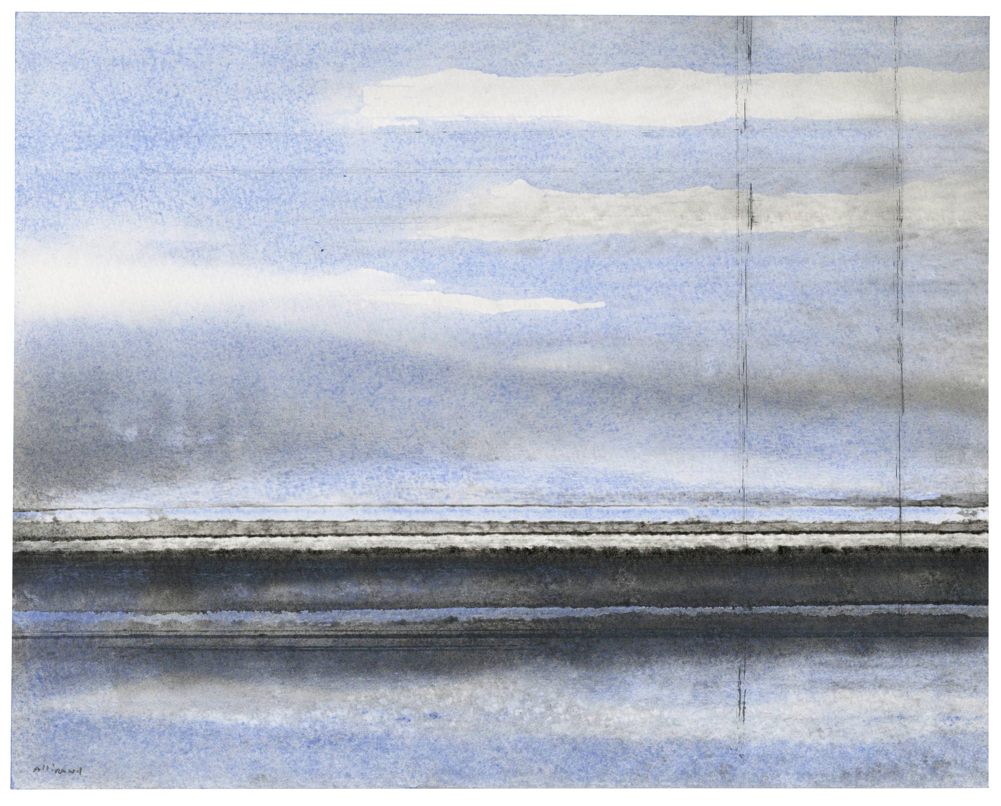 Untitled (blue, white and black composition)