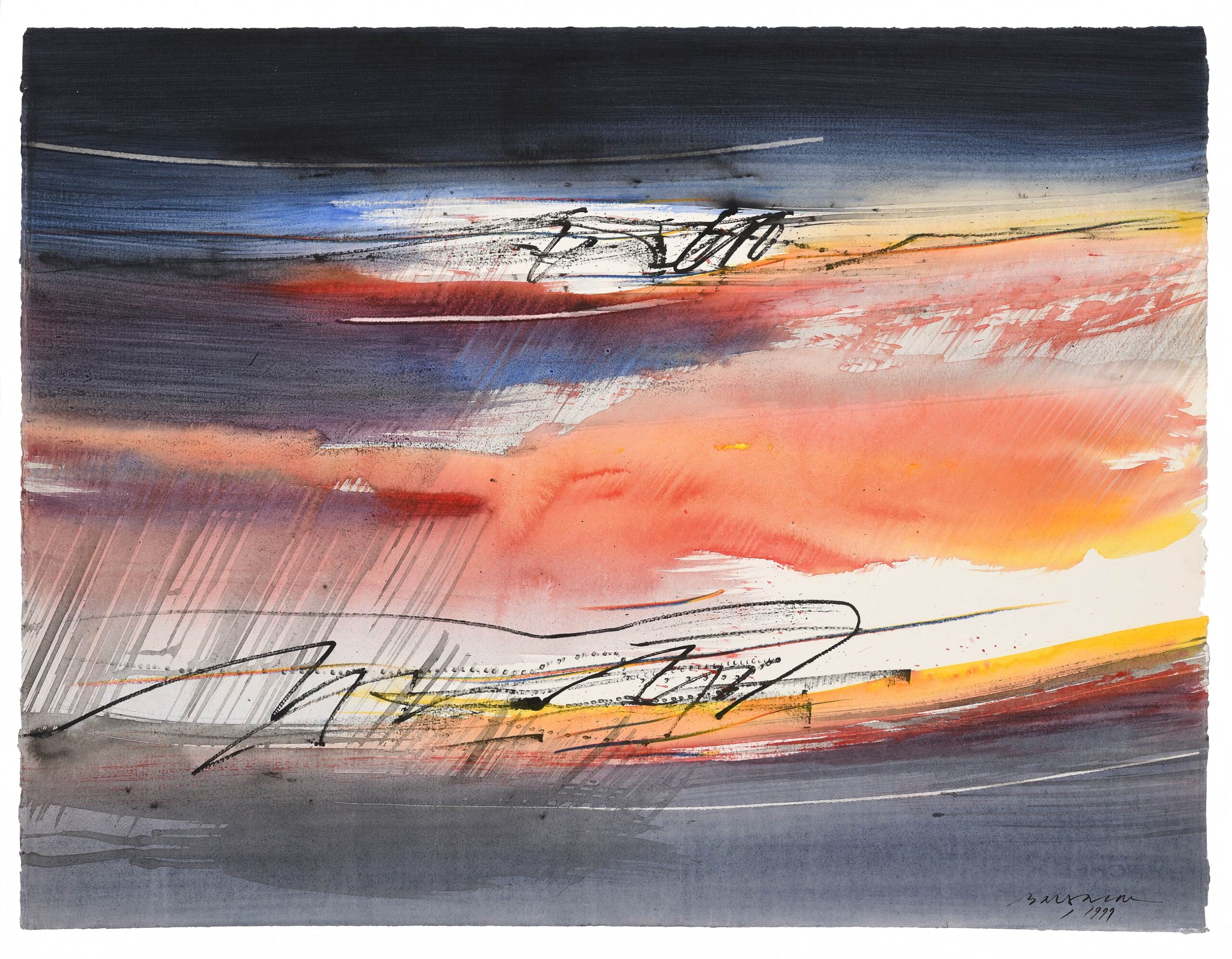 Sans titre (composition en orange, rose, jaune et bleu)