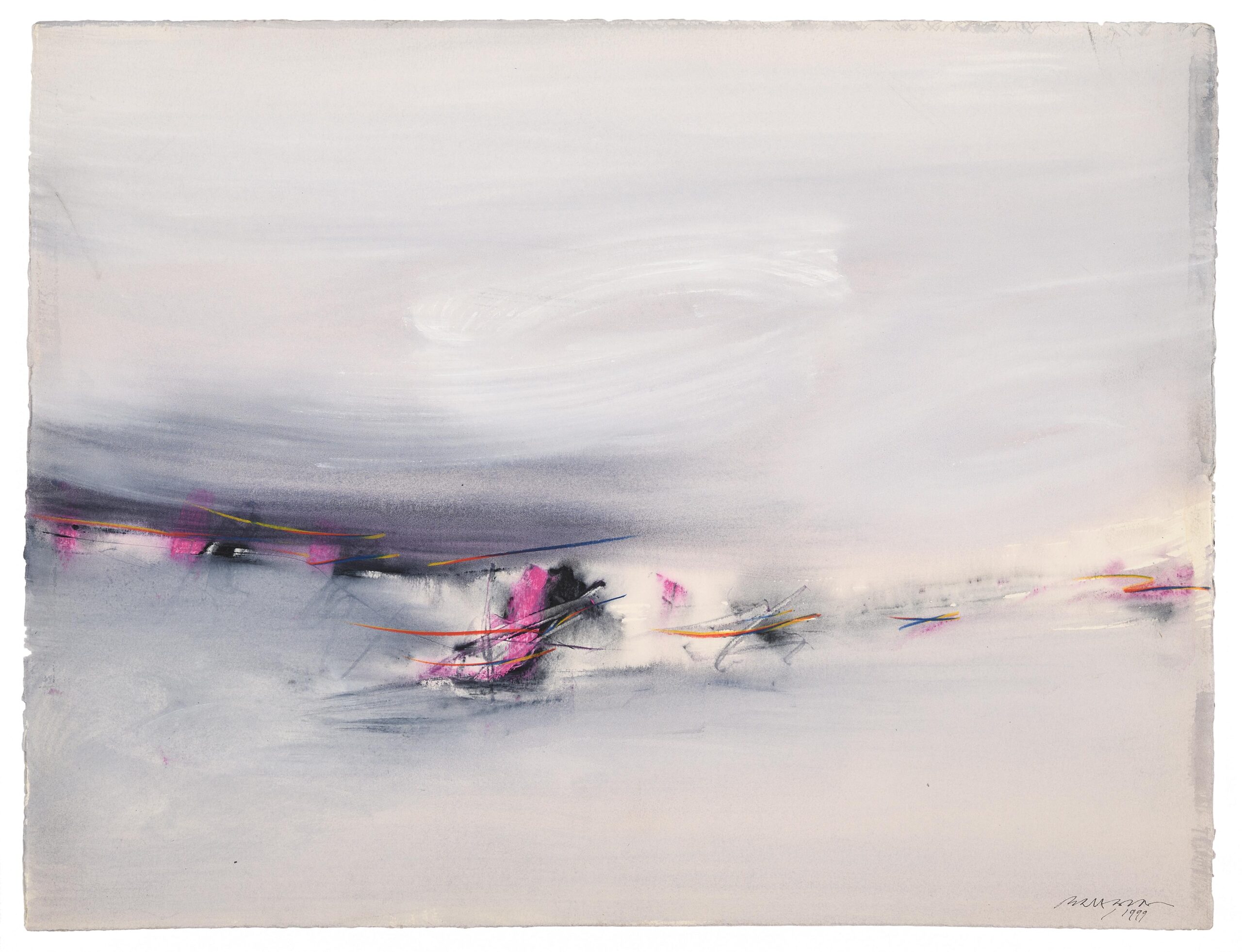 Sans titre (composition en blanc, gris, rose et bleu)