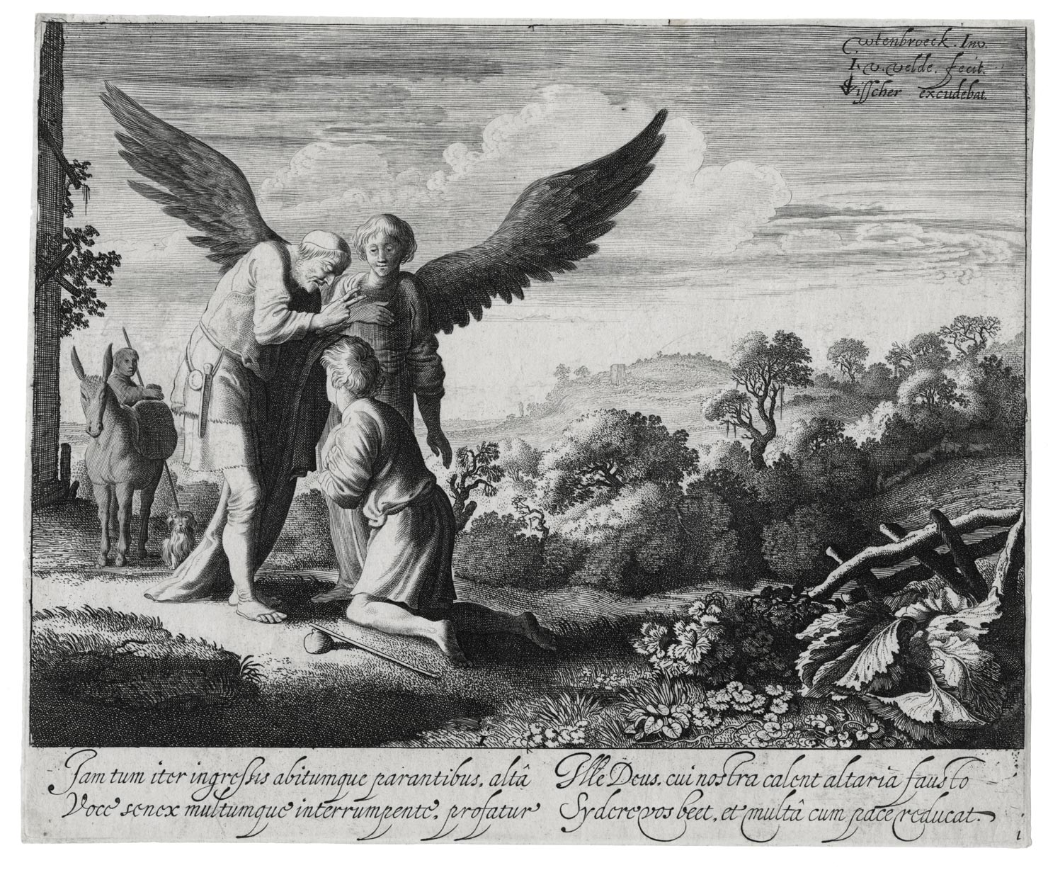 Tobias blessed by Tobit, blind