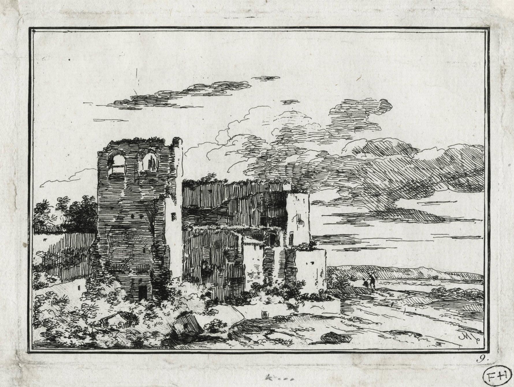 Ruined buildings, near the shore