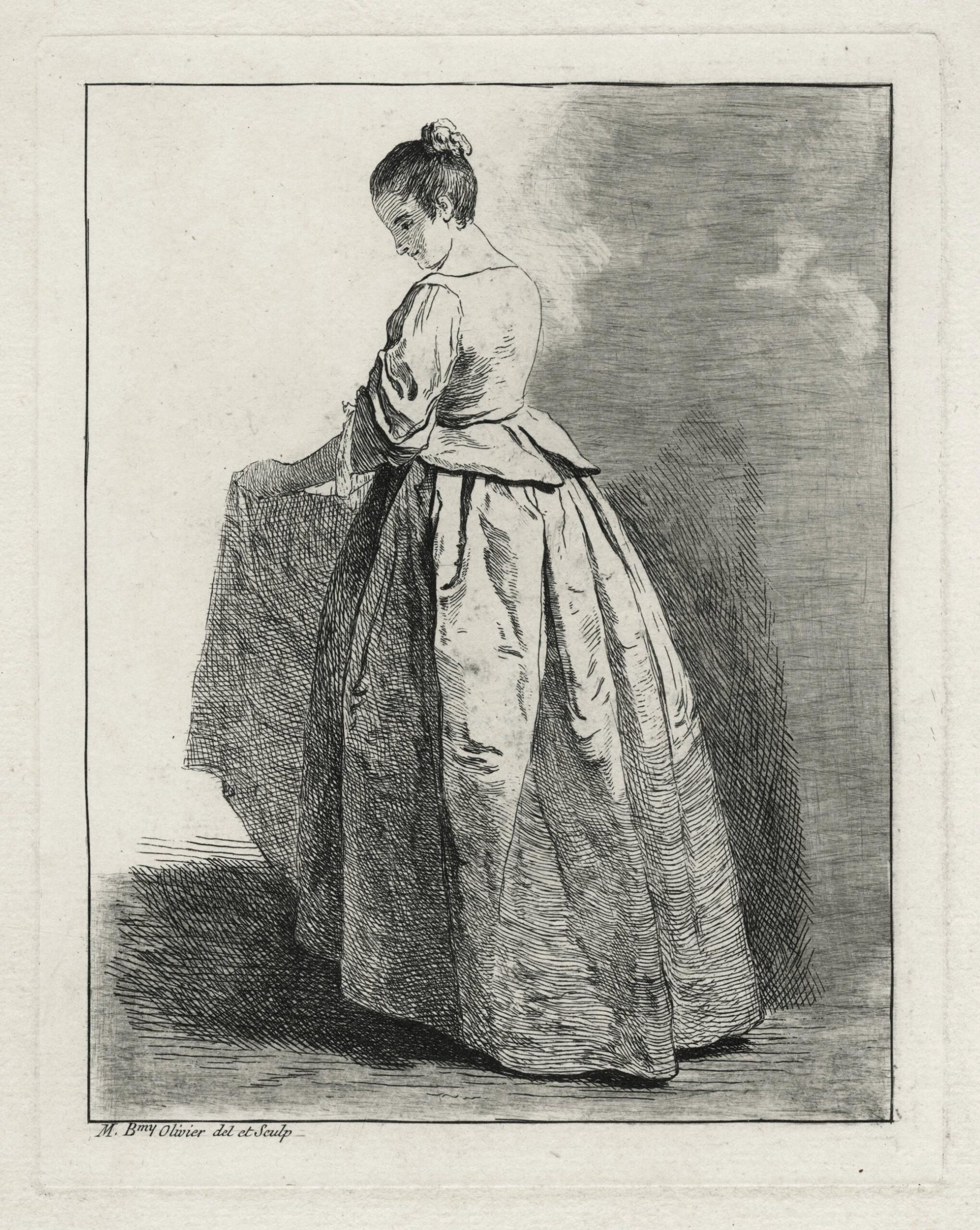 Jeune fille coiffée en cheveux, vue de dos
