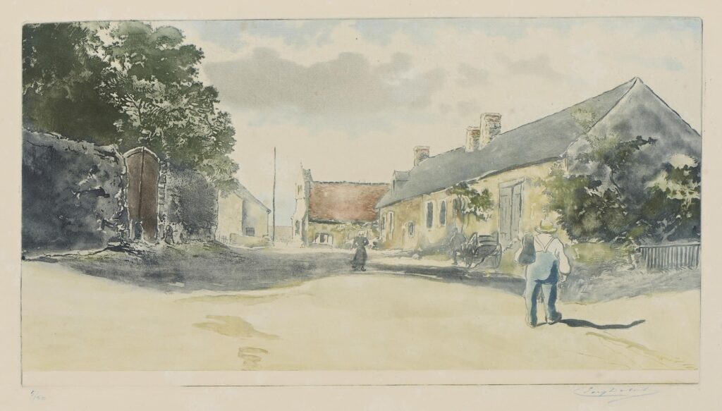 Delatre (Eugène) – Entrée du village de Saint Julien le Pauvre (actuel Neuvy-en-Champagne)