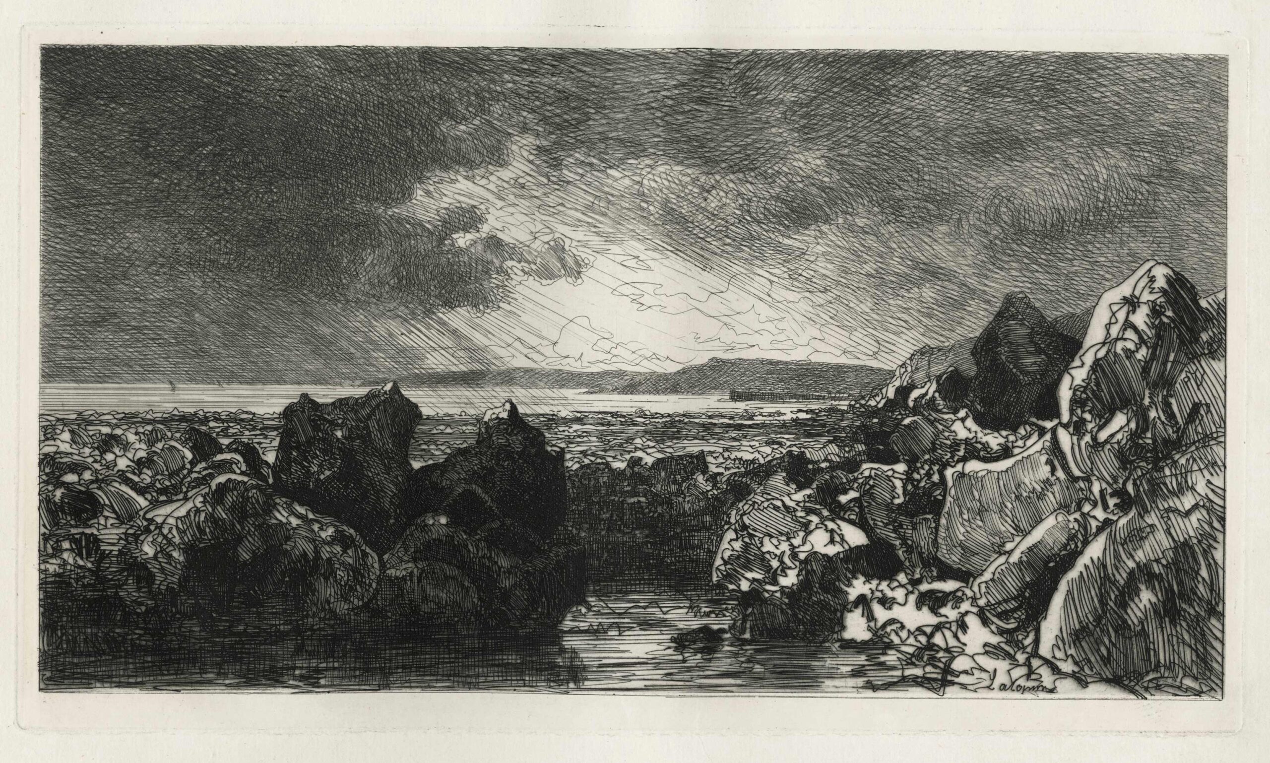 Les roches noires près de Trouville (Marée basse)