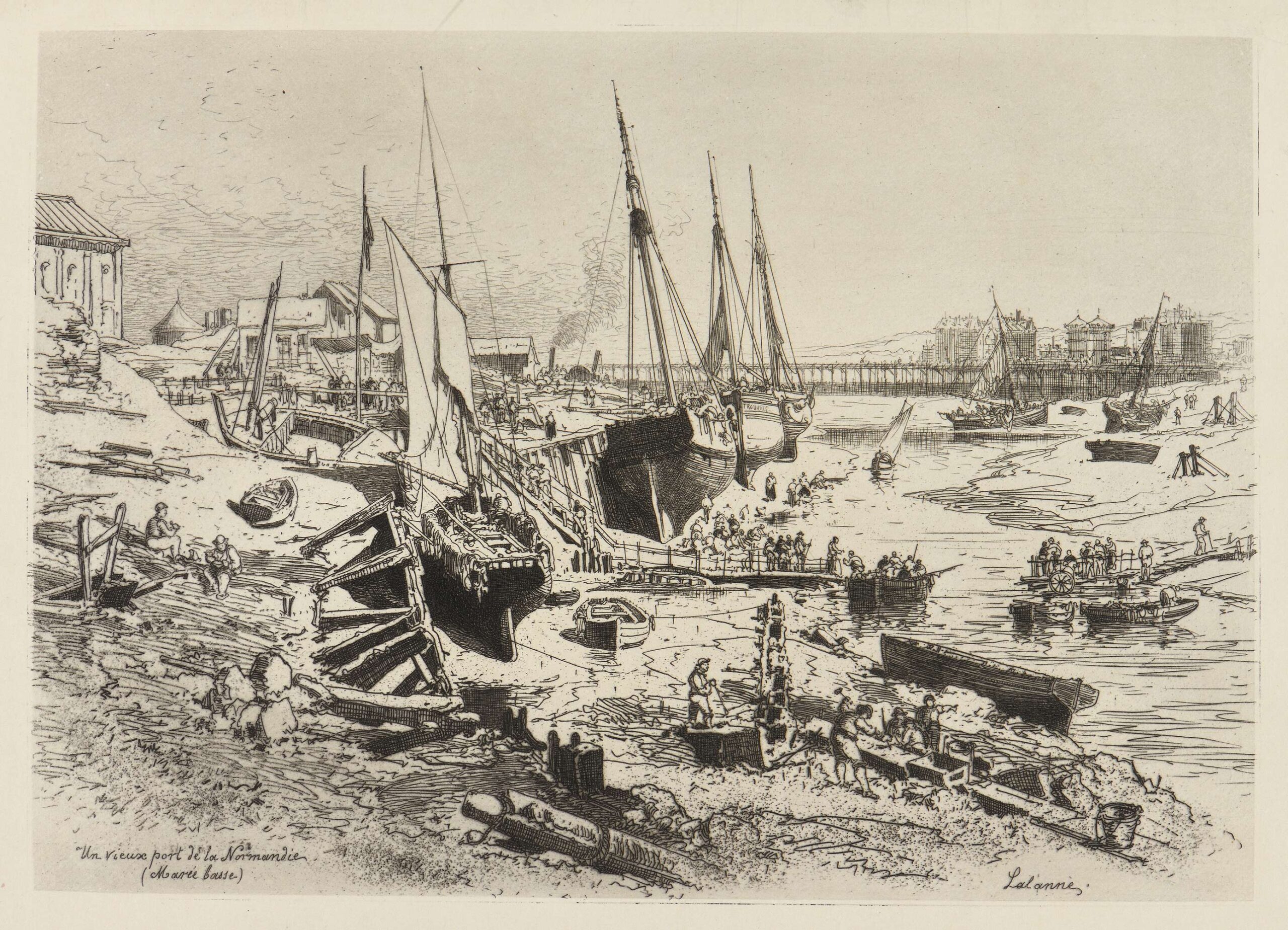 Un vieux port de la Normandie (marée basse), (Trouville ?)