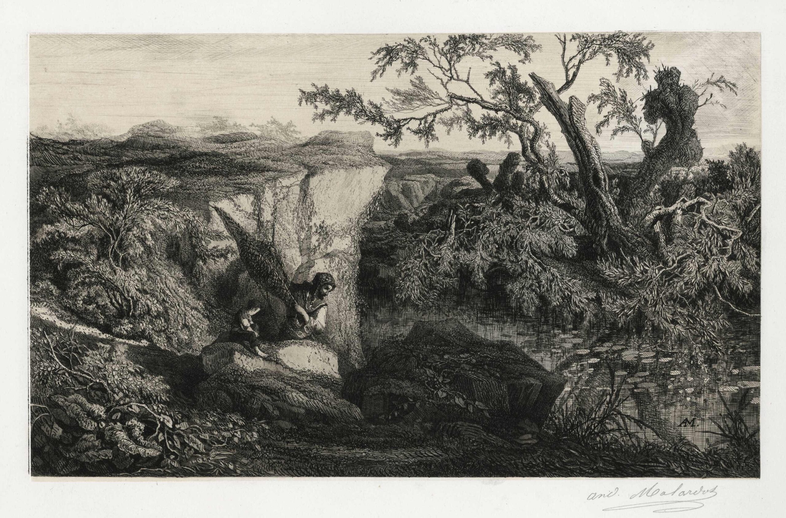 MALARDOT André — Pêcheur lançant son filet