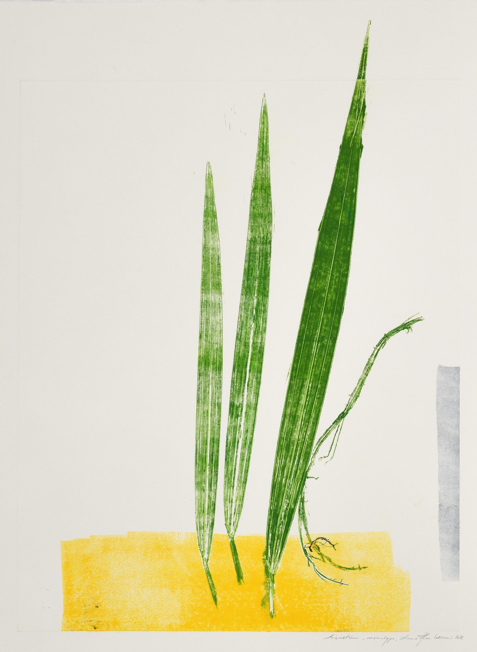 Arboretum (composition aux éléments de palme, dominantes verte et jaune)