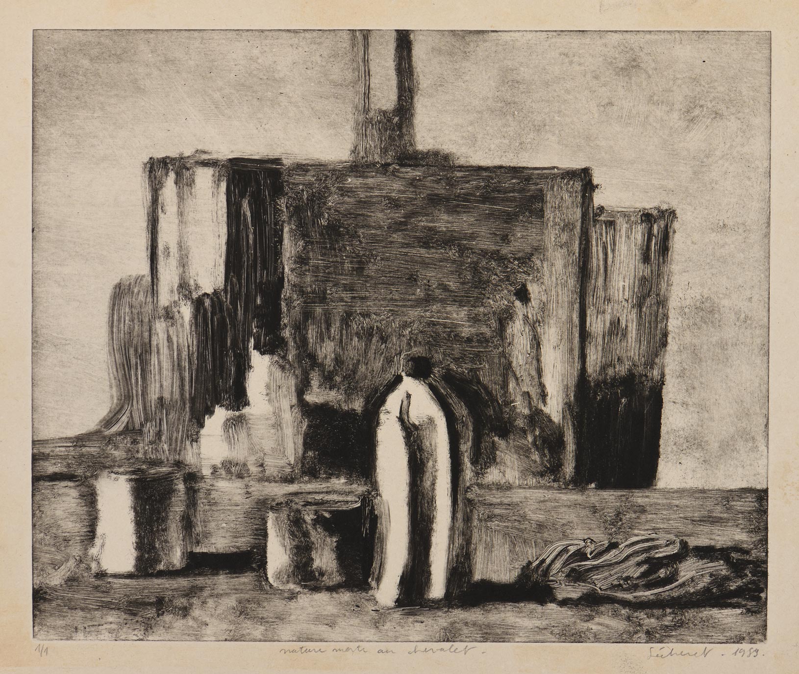 Still life with an easel