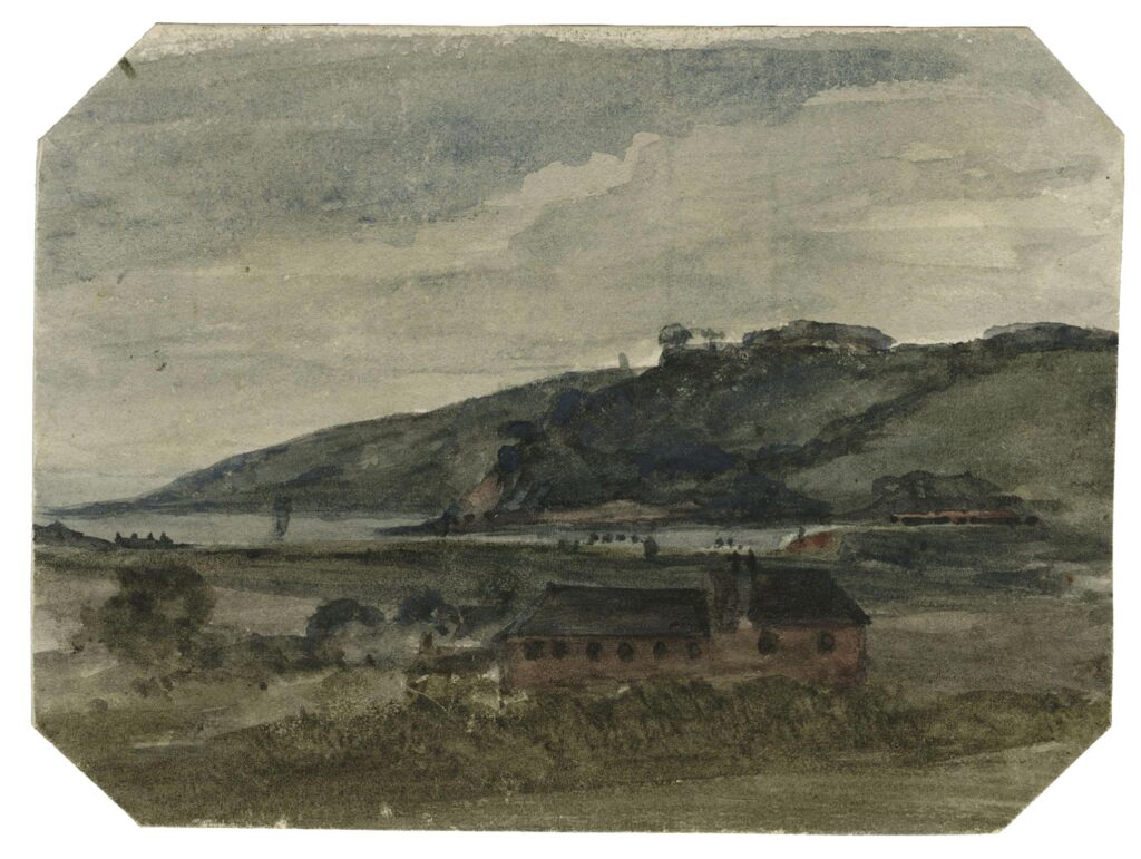 Johns – Paysage côtier, une maison au premier plan