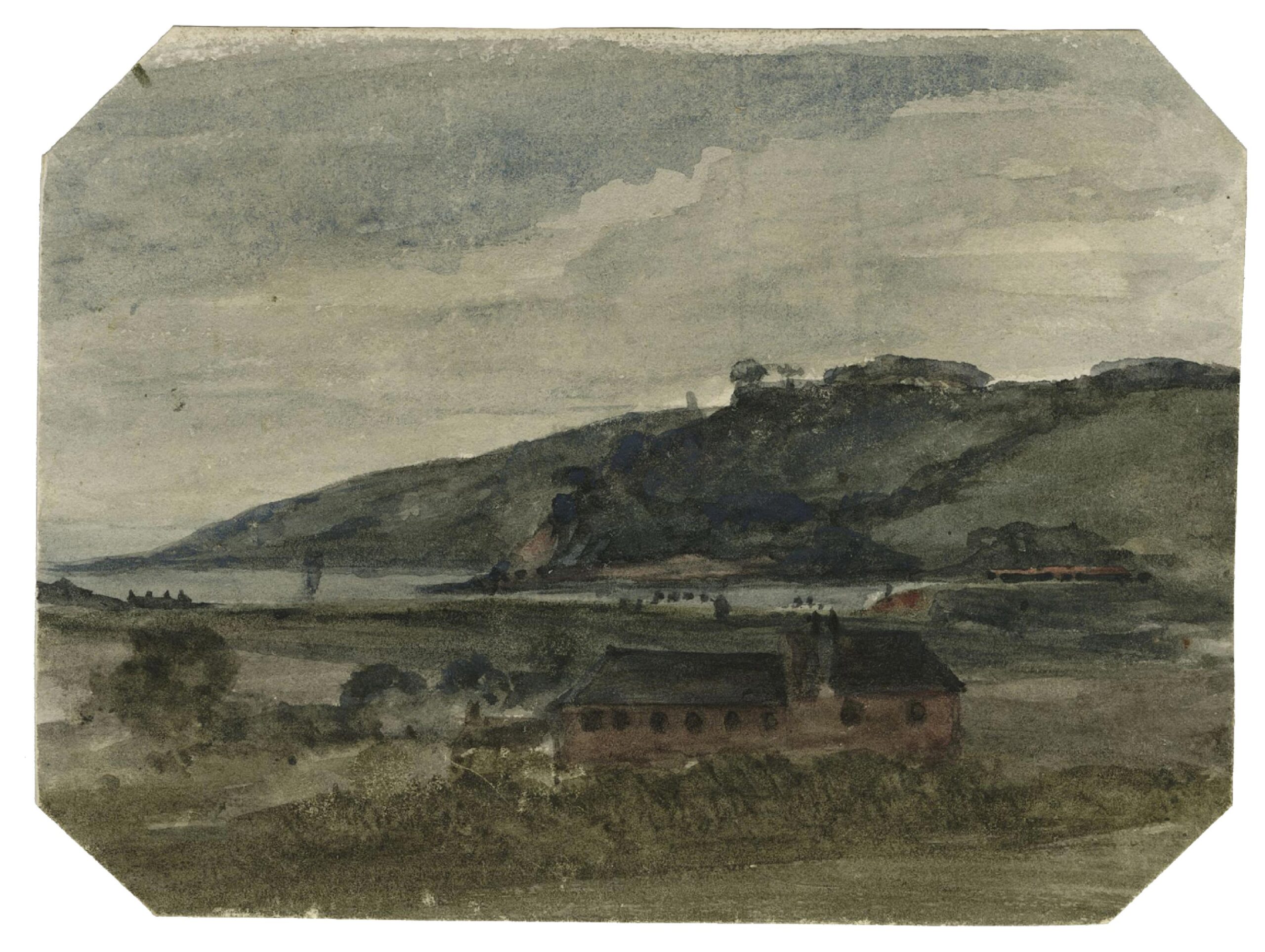 Paysage côtier, une maison au premier plan