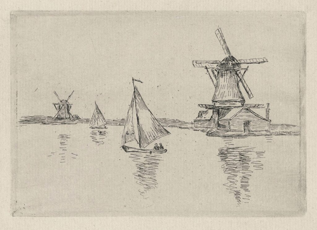 Guillaumin – Les moulins à vent sur le canal en Hollande