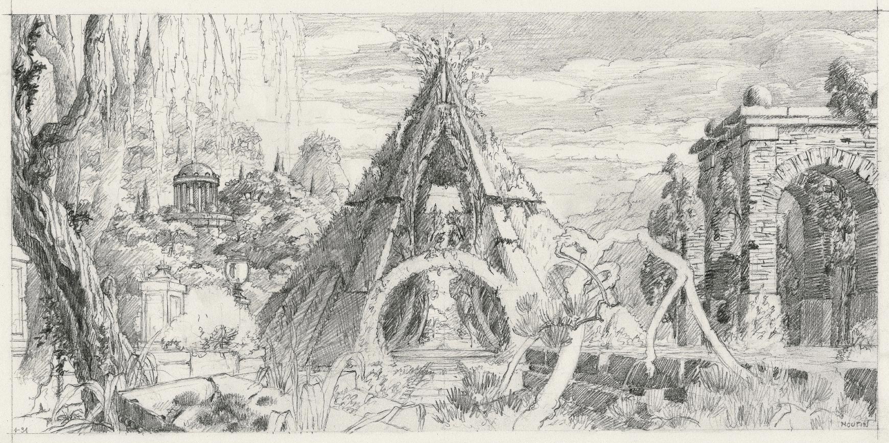 Dessin préparatoire pour pyramide n°1  (Preparatory drawing for pyramid n°1)