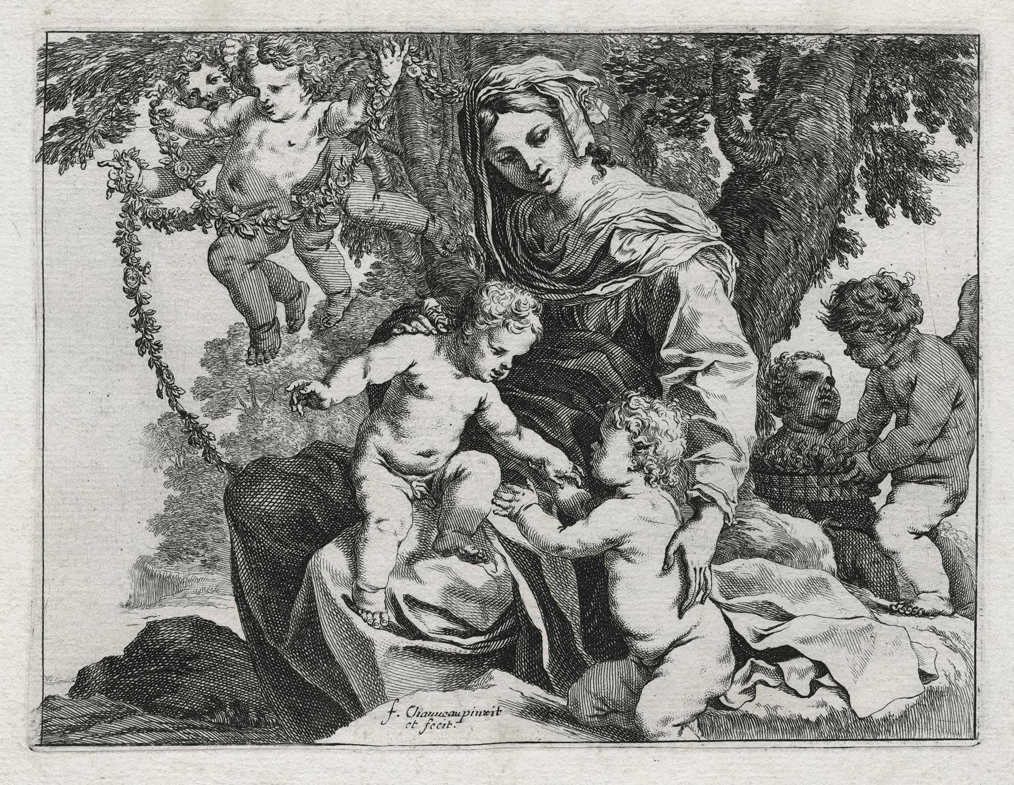 CHAUVEAU François — La Vierge, l'Enfant et saint Jean-Baptiste avec des anges