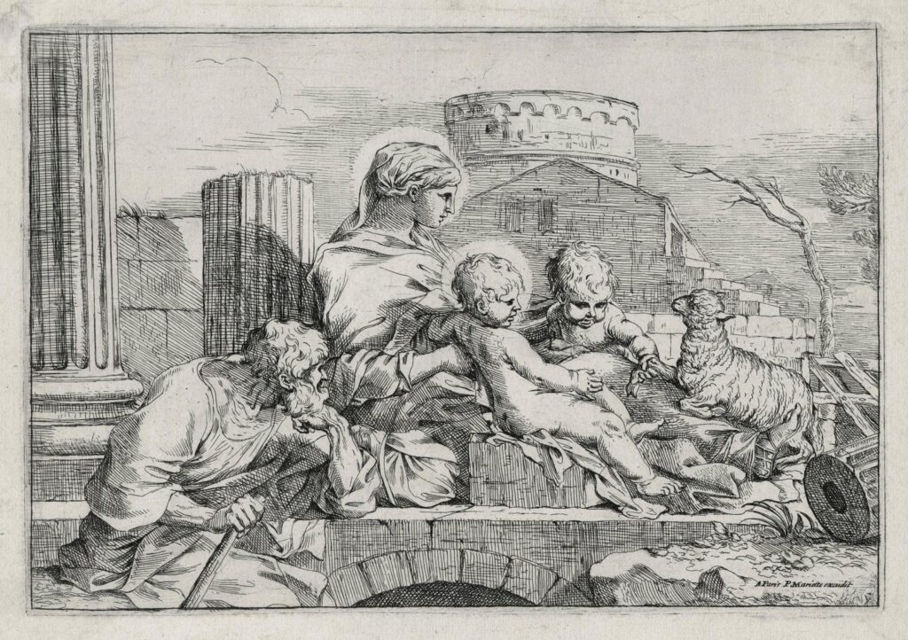 Bourdon – La Sainte famille sur l’arche avec saint Jean