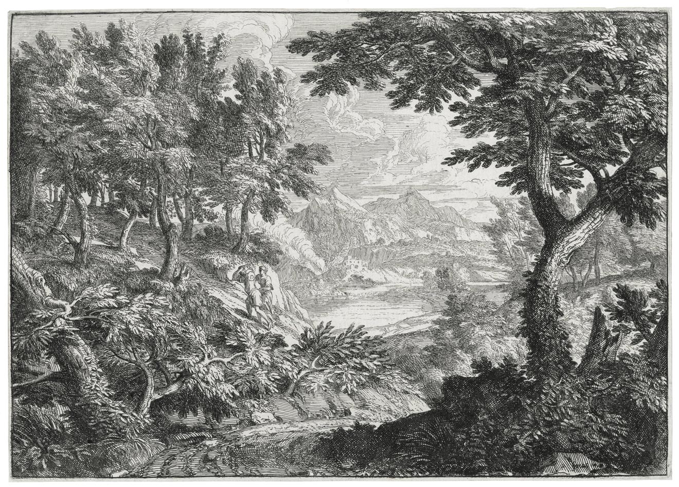 Landscape with a man carrying a burden, accompanied by a woman