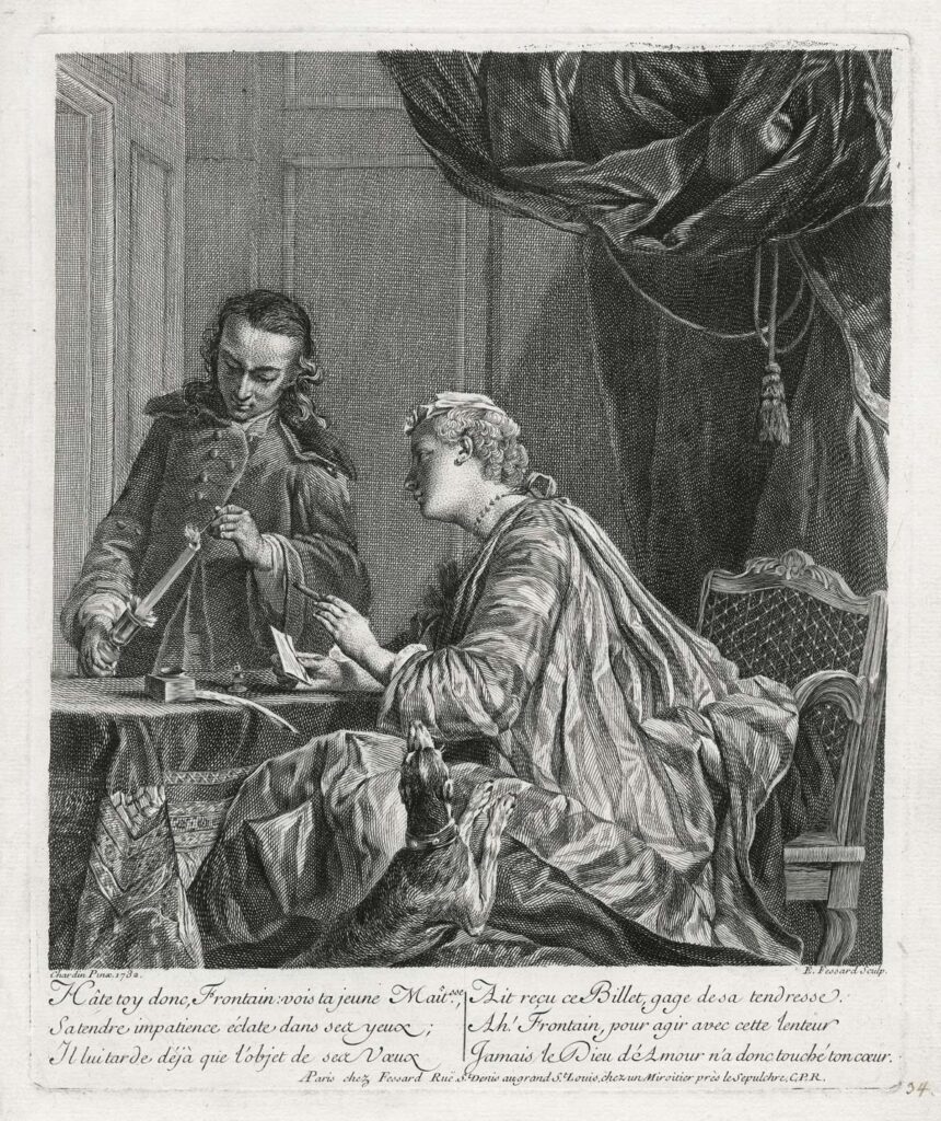 Chardin (d’après) – Une femme occupée à cacheter une lettre