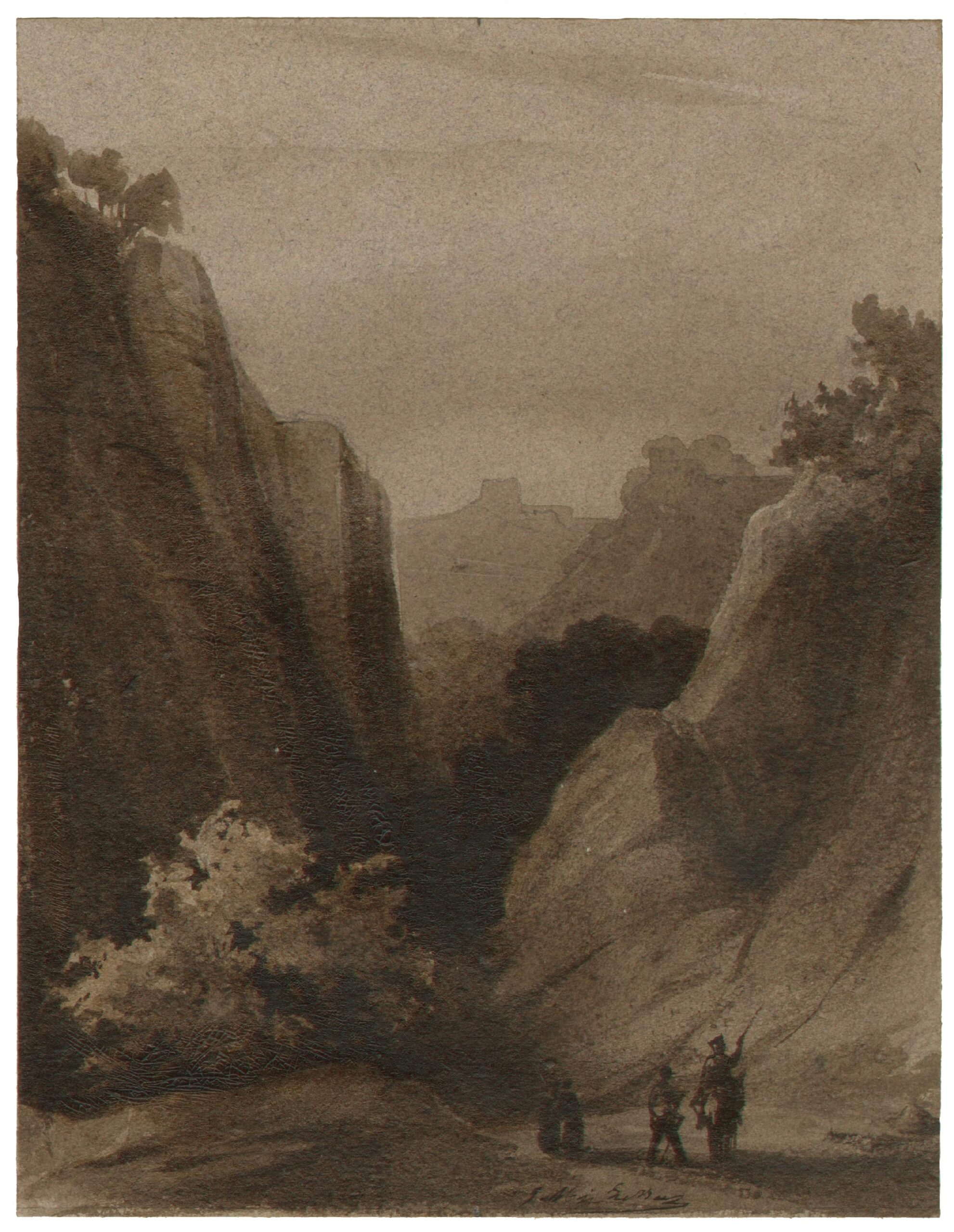 Paysage escarpé animé