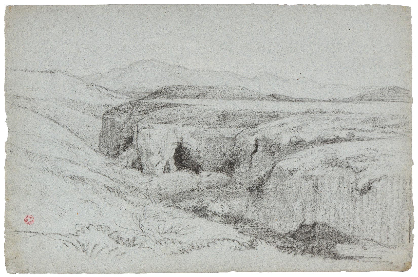 Hilly landscape near a lake