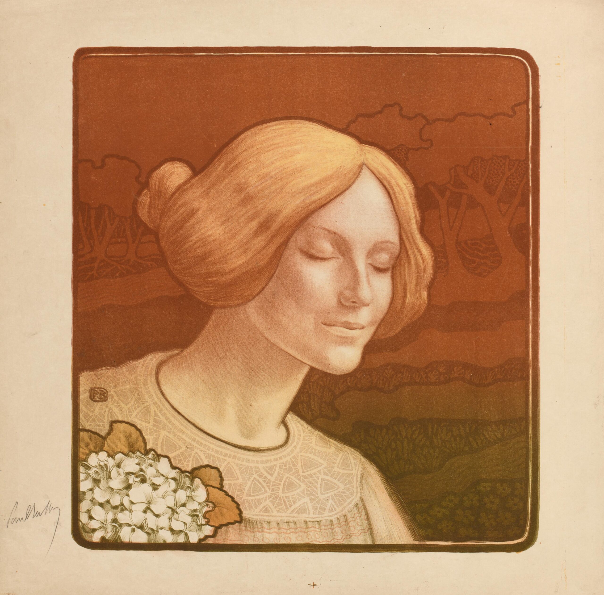 Woman with a bouquet of hydrangeas (L'inconnue de la Seine?)