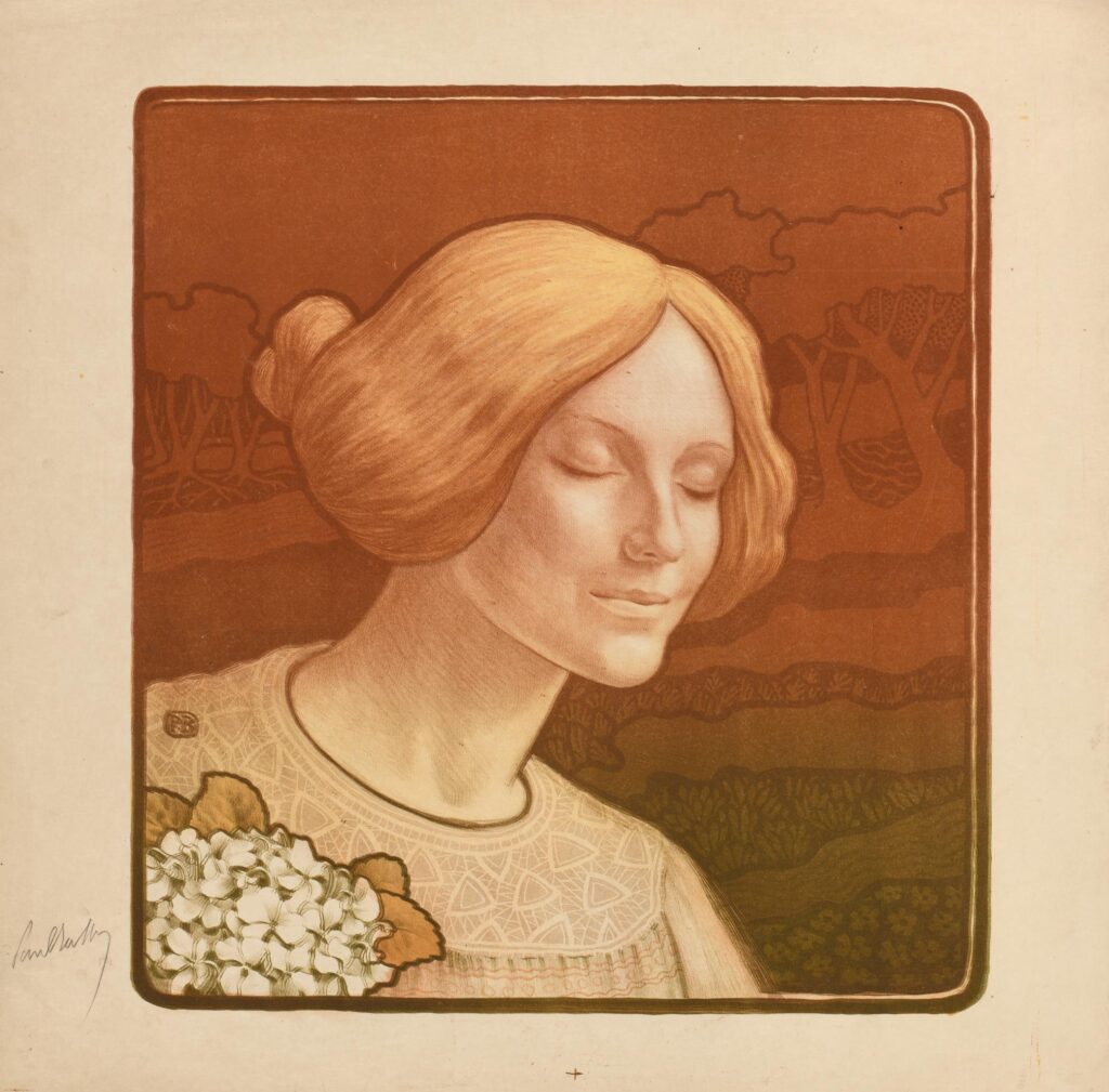 Berthon – Femme au bouquet d’hortensias (L’inconnue de la Seine ?)