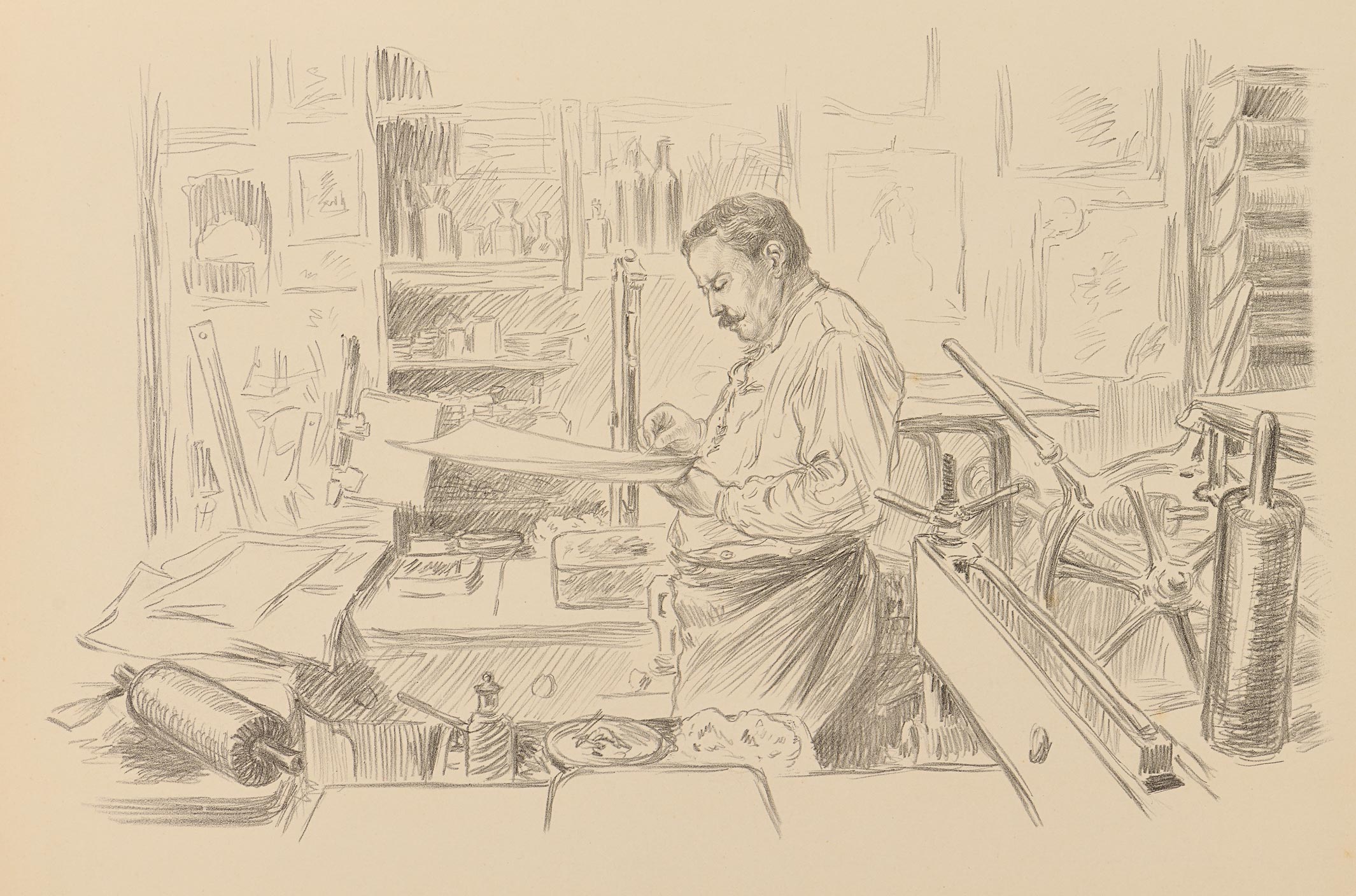 The Marchizet printer in his workshop