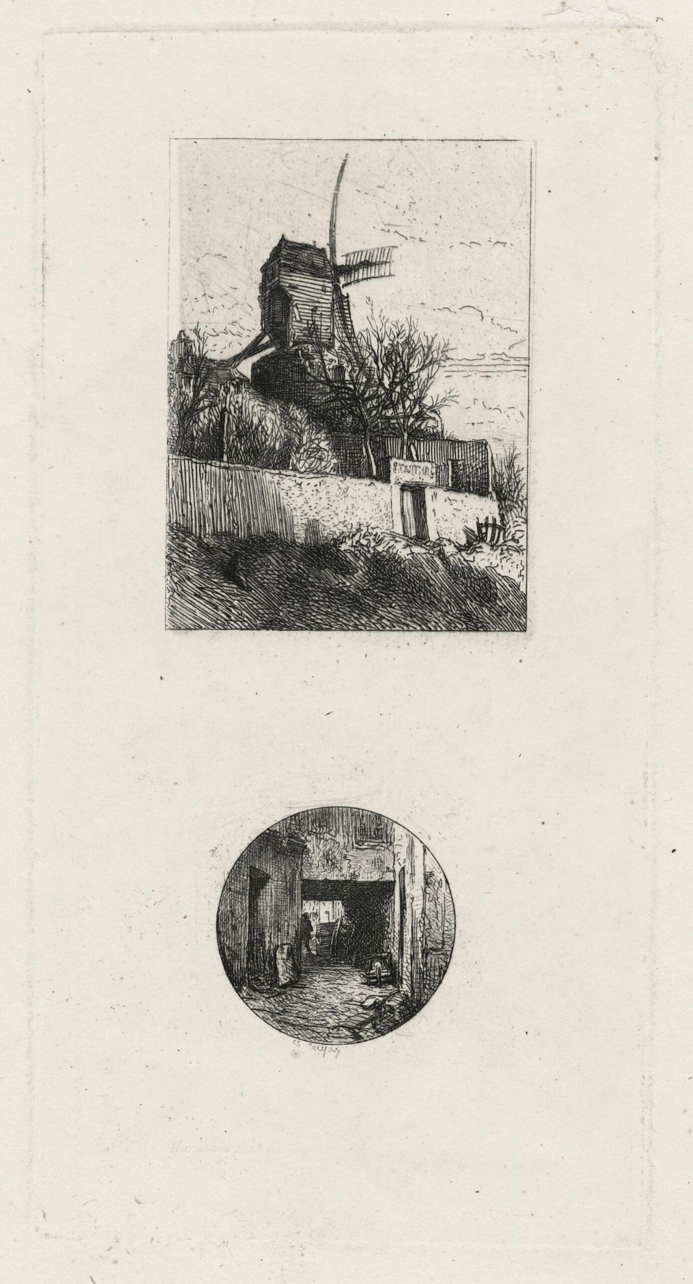 JACQUE Charles — Small mill in Montmartre and door coaster