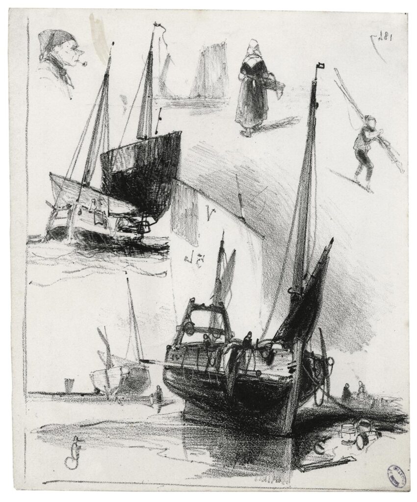 Hervier – Bateau de pêche V54 et divers croquis