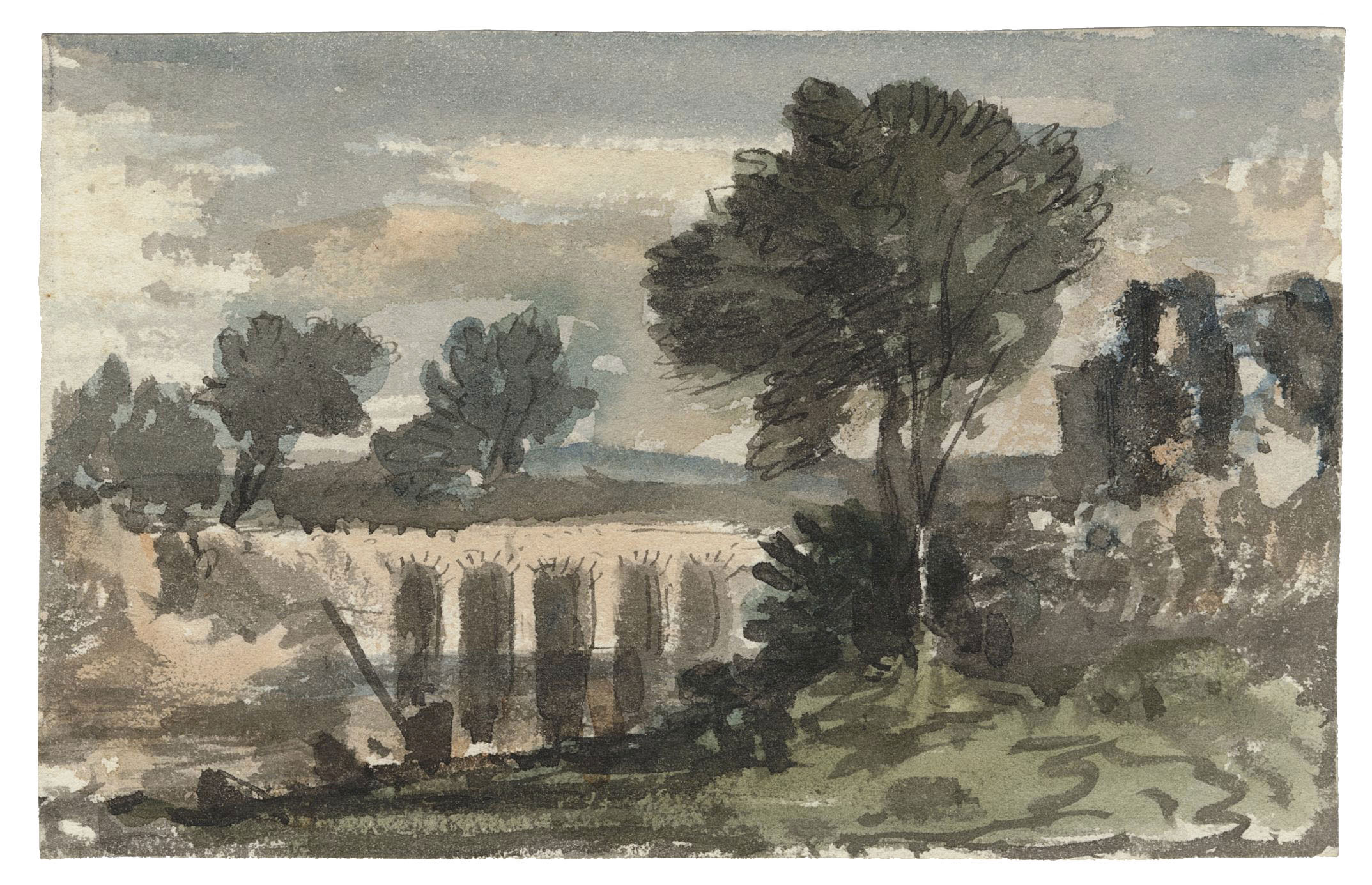 Le viaduc ; au verso, Paysage côtier avec figures