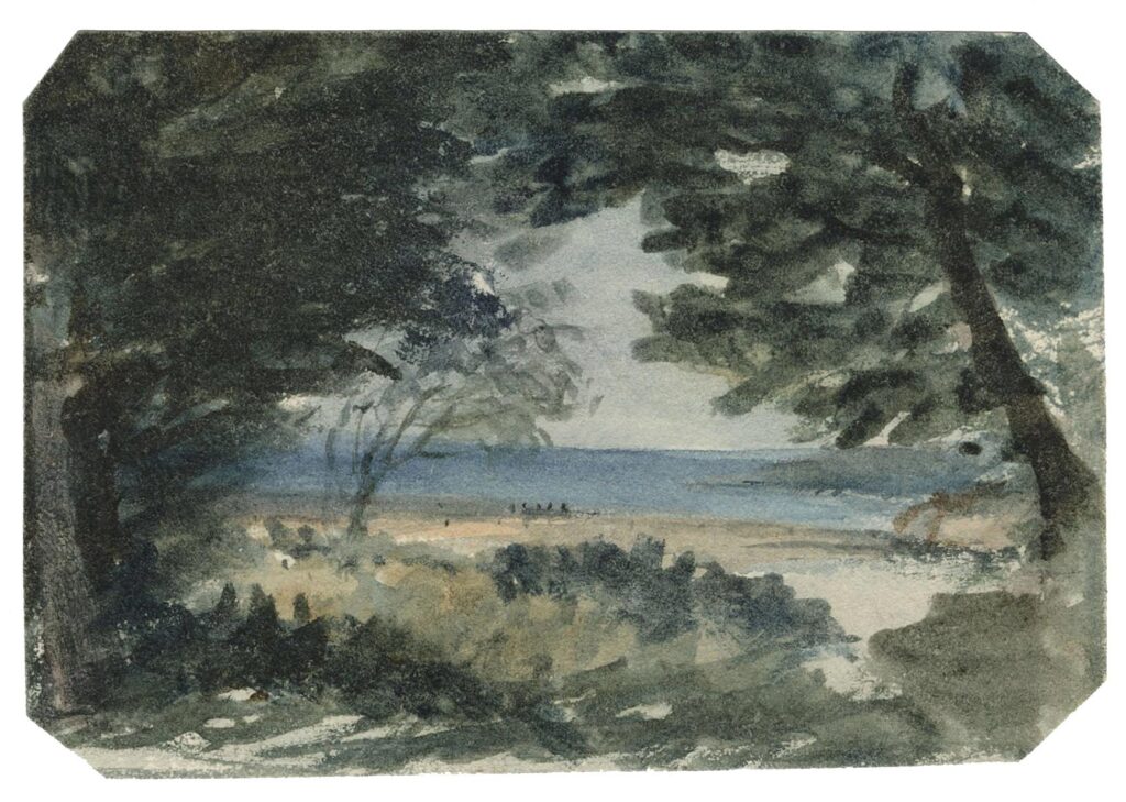 Johns – Paysage côtier, vu entre deux arbres