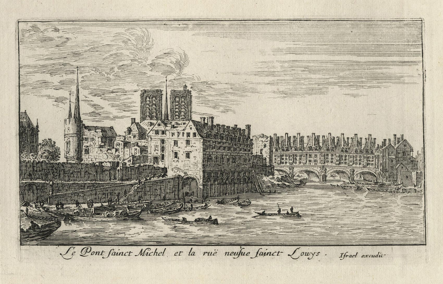 Le Pont Saint Michel et la ruë neufue Sainct Louys