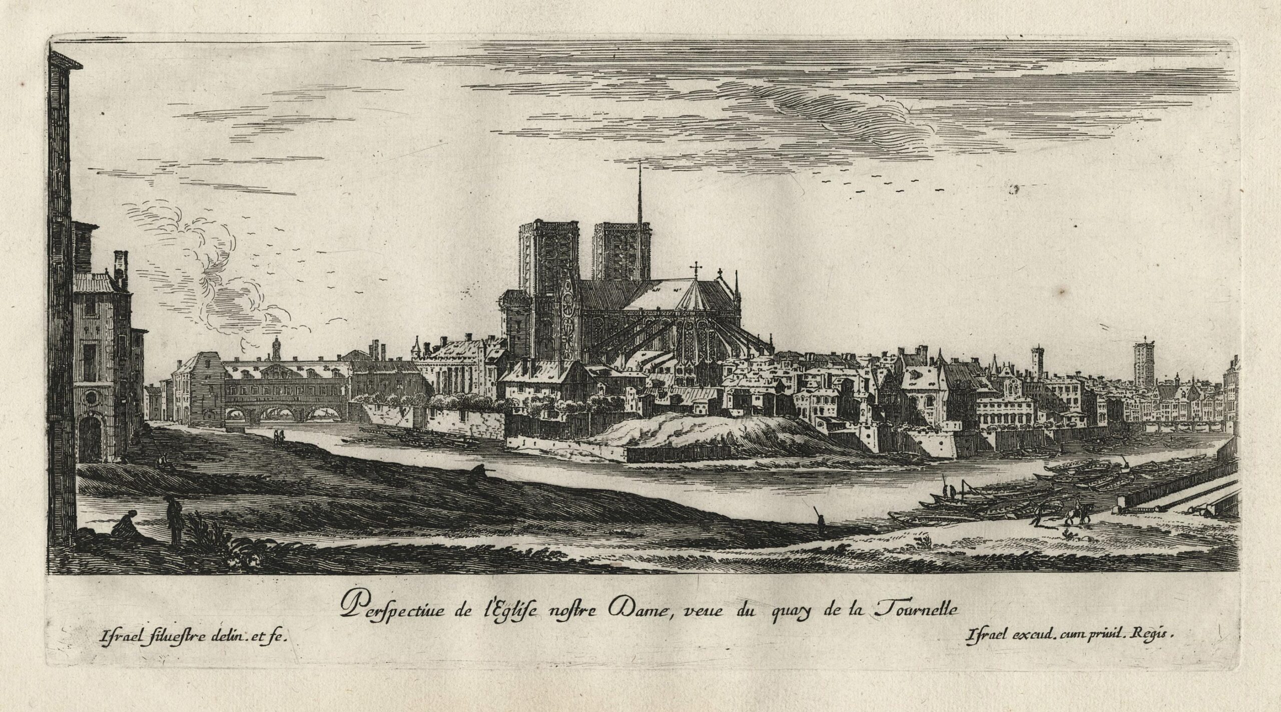 Perspective de l’Eglise nostre Dame, veue du quay de la Tournelle