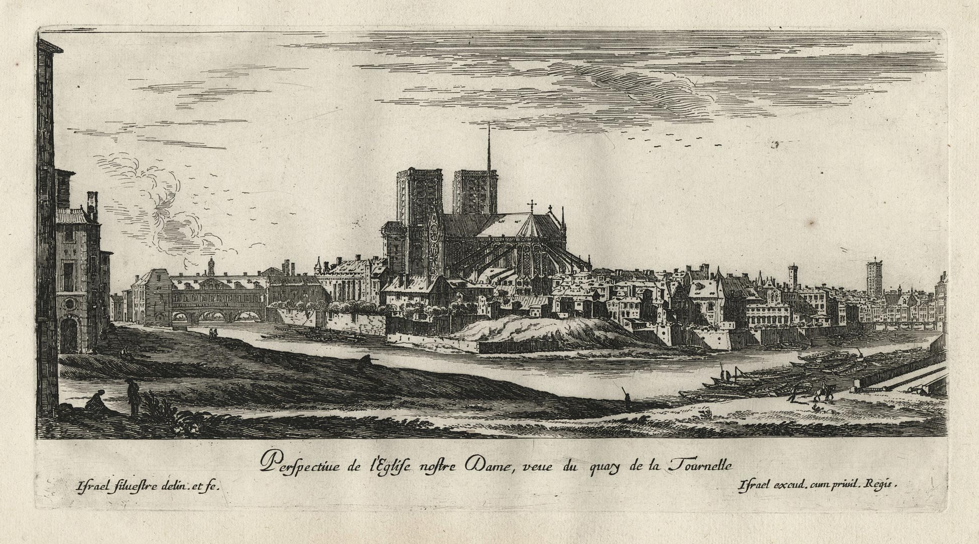 Perspective de l’Eglise nostre Dame, veue du quay de la Tournelle