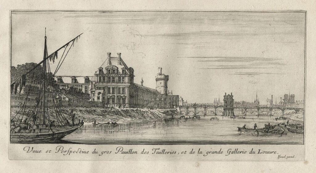 Silvestre – Veue et perspective du gros Pavillon des Tuilleries, et de la grand Gallerie du Louvre