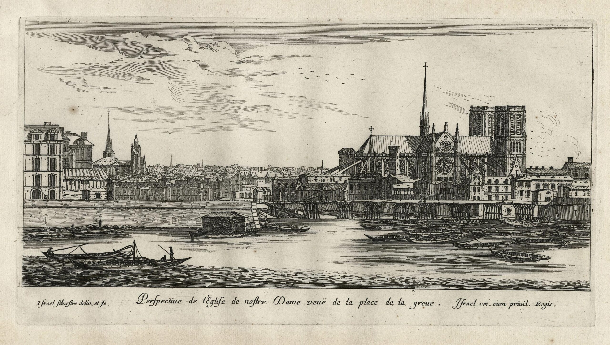 Perspective de l’Eglise nostre Dame veuë de la place de la greue