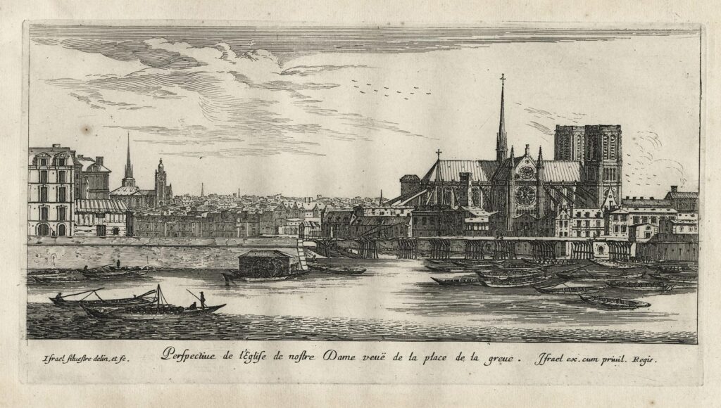 Silvestre – Perspective de l’Eglise nostre Dame veuë de la place de la greue