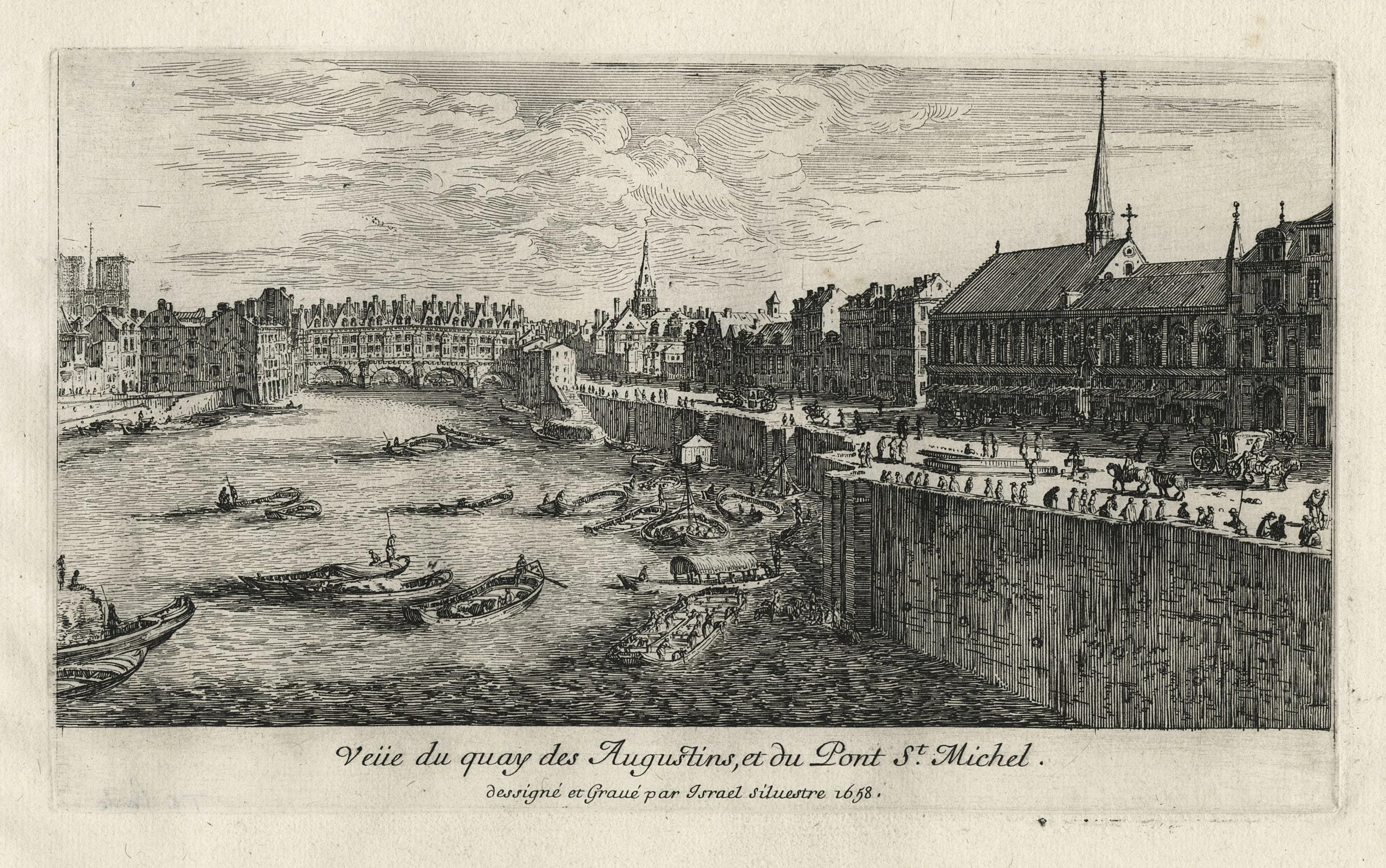 Veuë du quay des Augustins, et du Pont St Michel