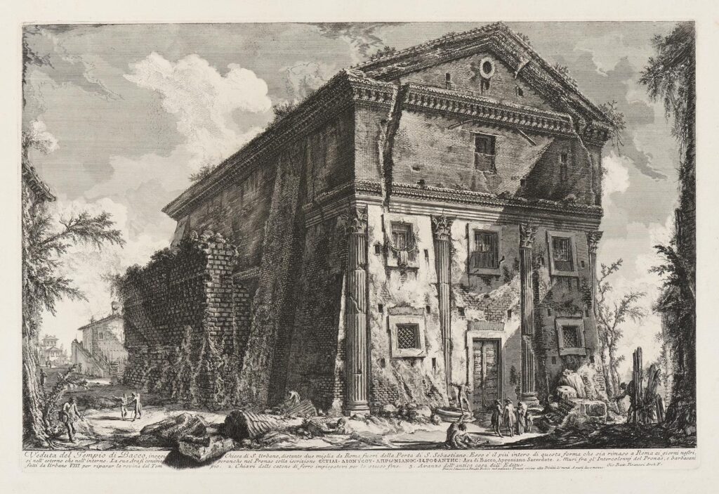 Piranesi – Veduta del tempio di Bacco, or di S. Urbano