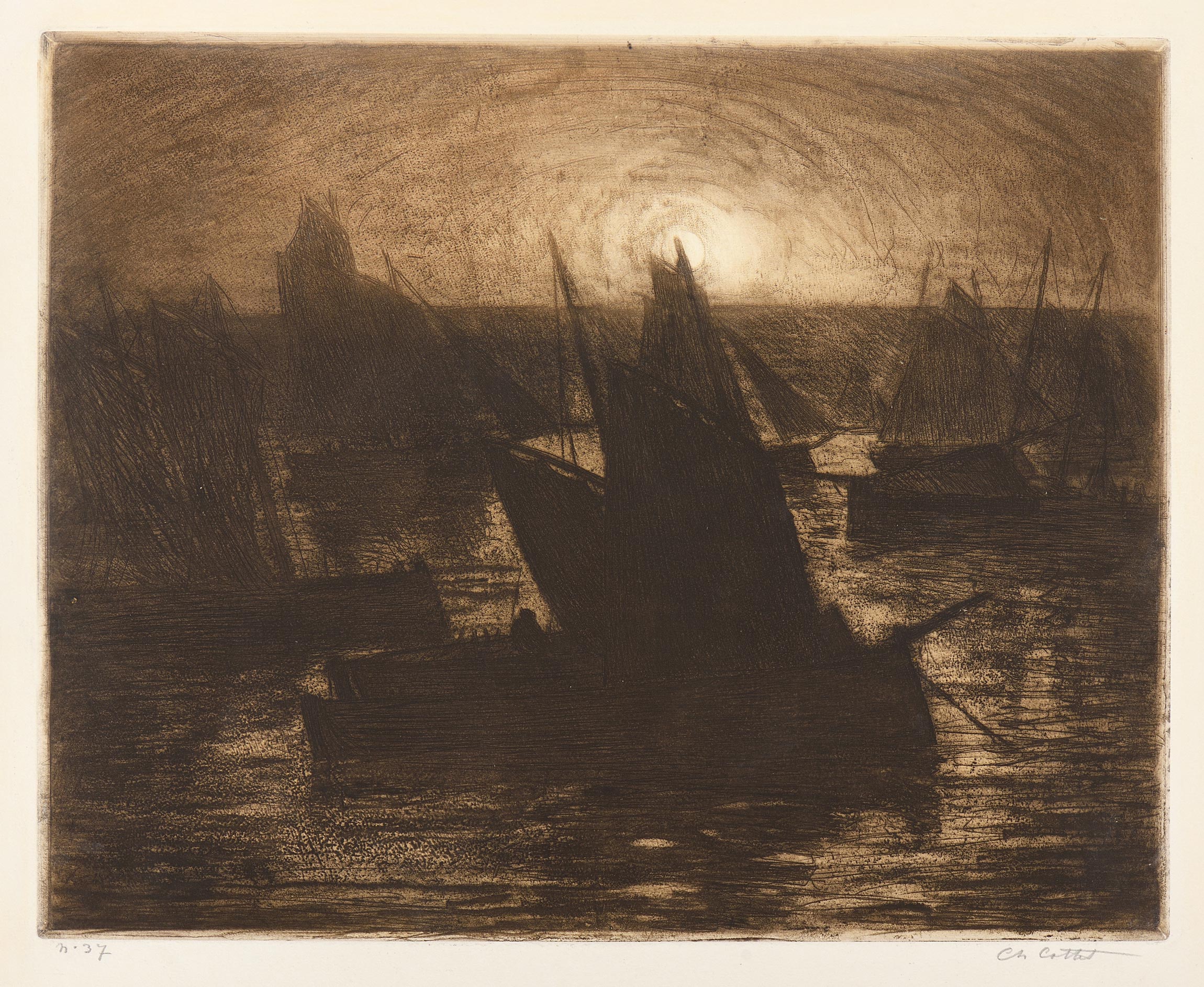 Barques de pêche, soleil couchant