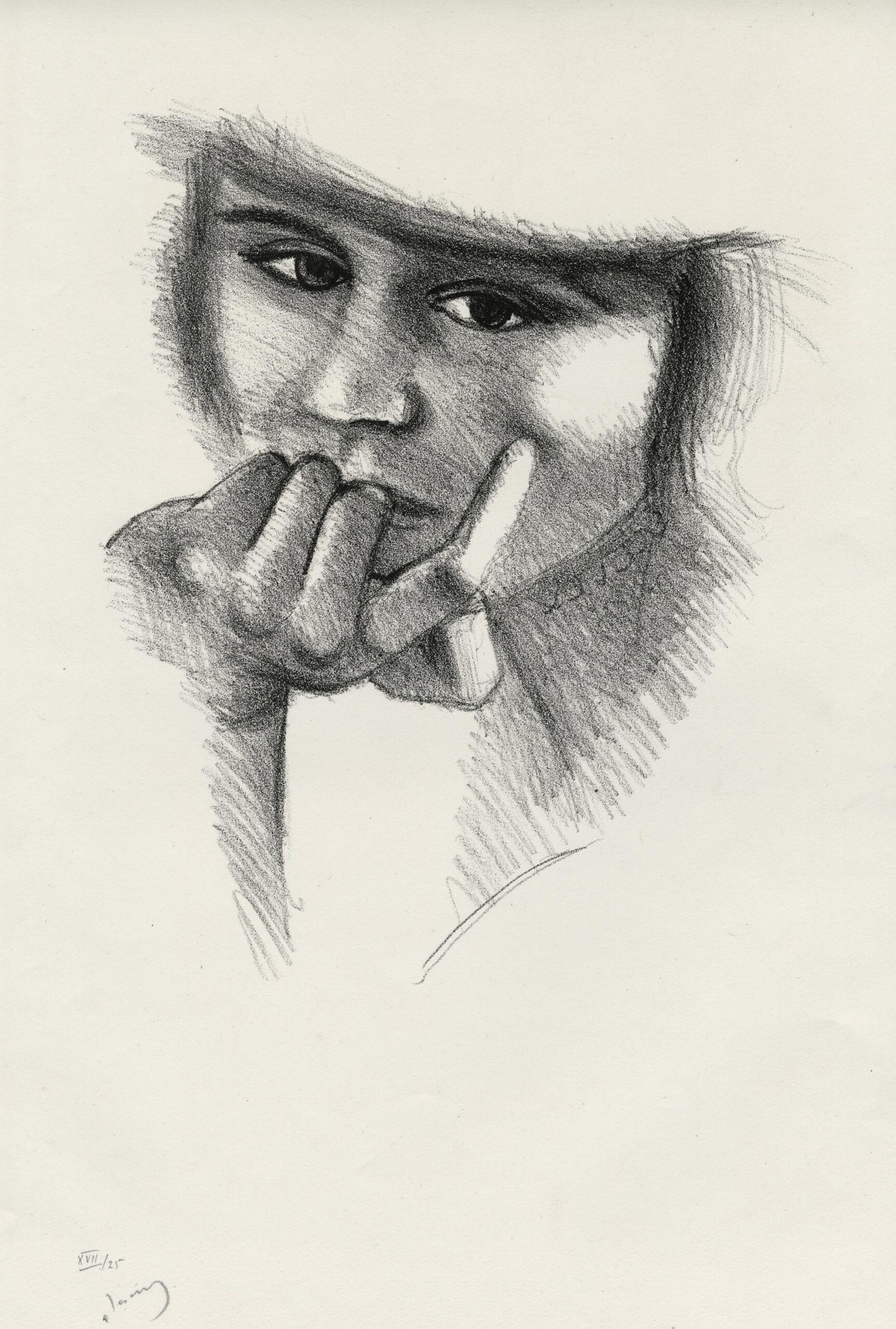 Visage de femme appuyé sur sa main