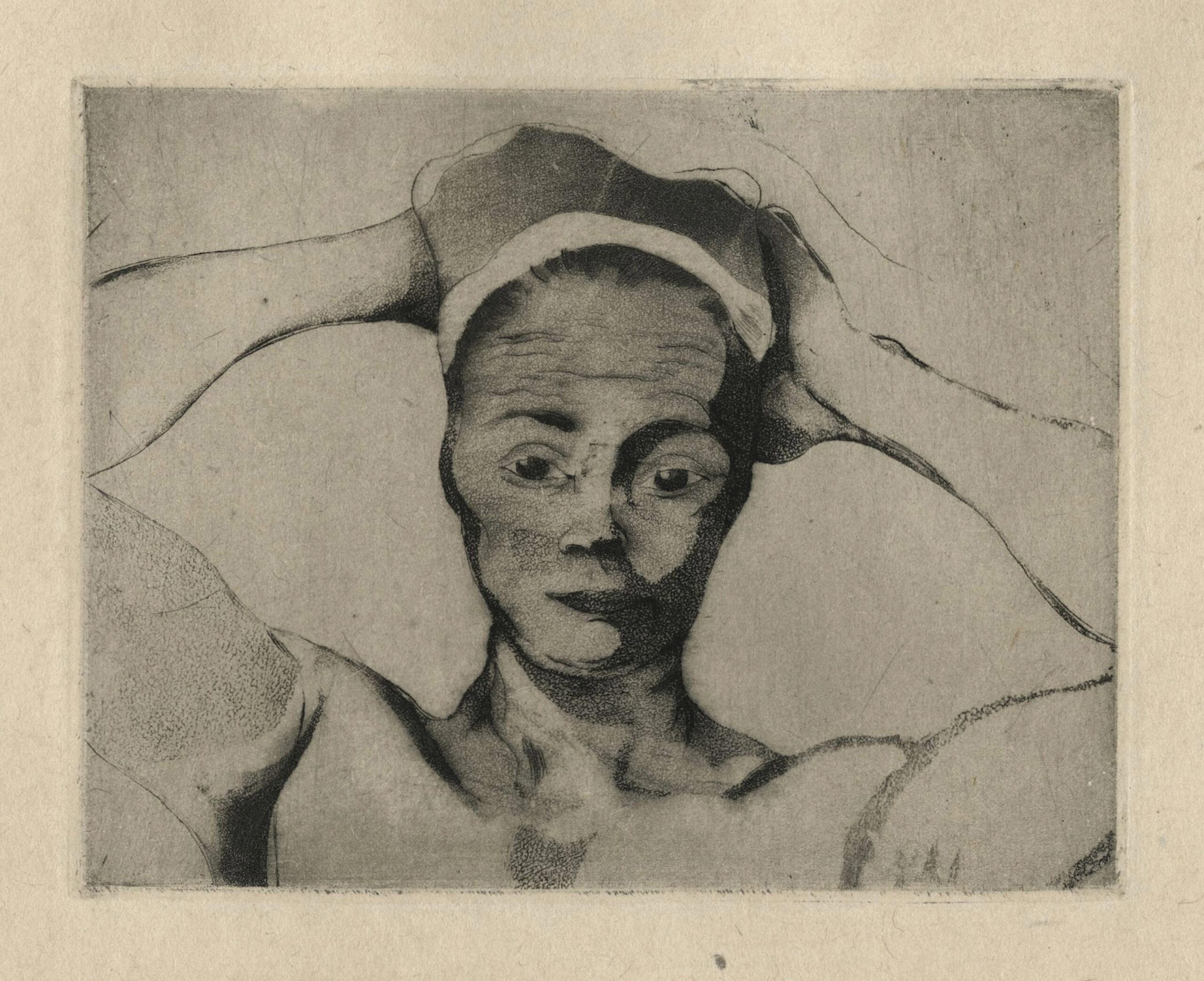 Étude de nu, les mains derrière la tête