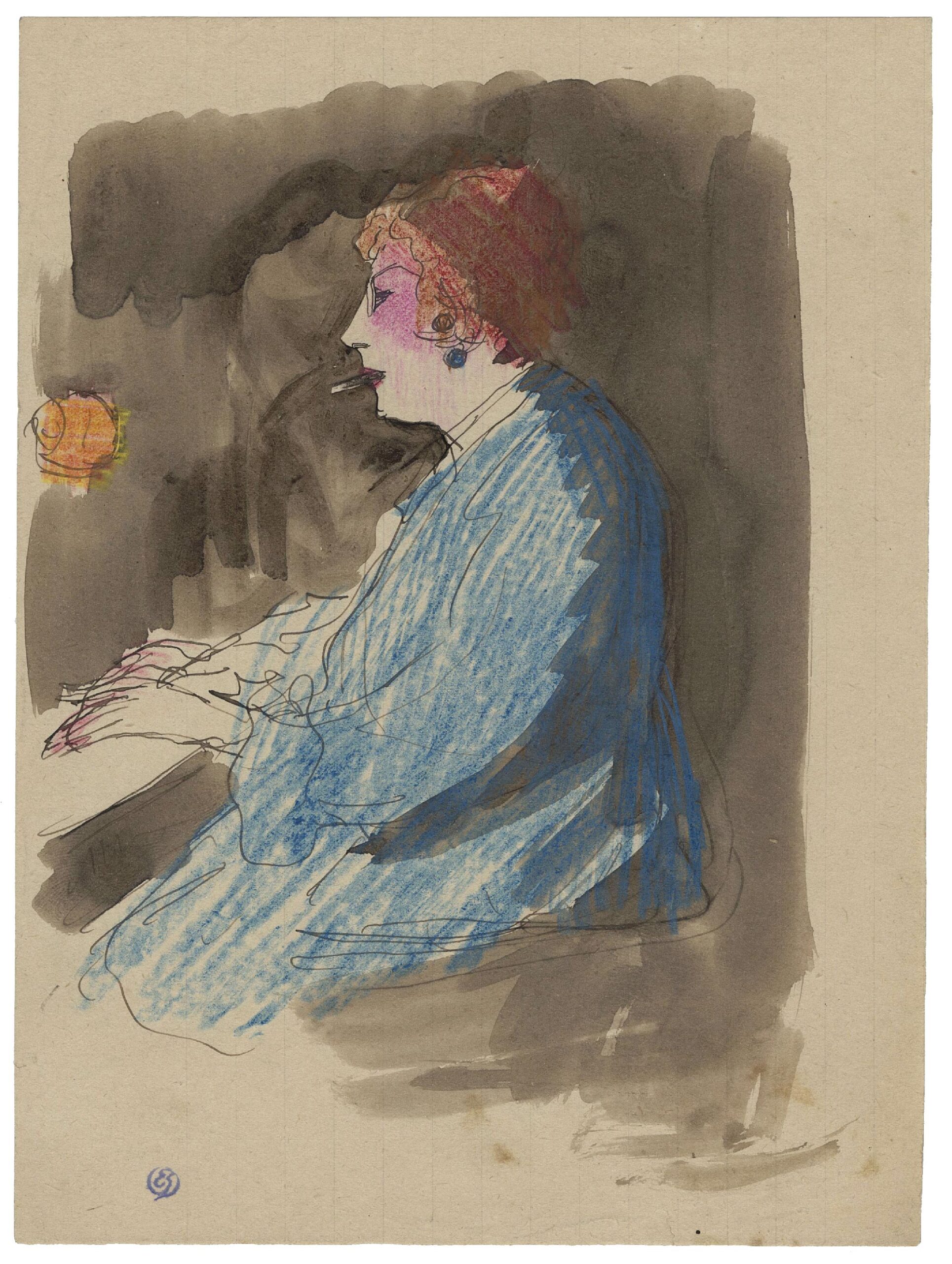 Femme fumant une cigarette et jouant au piano